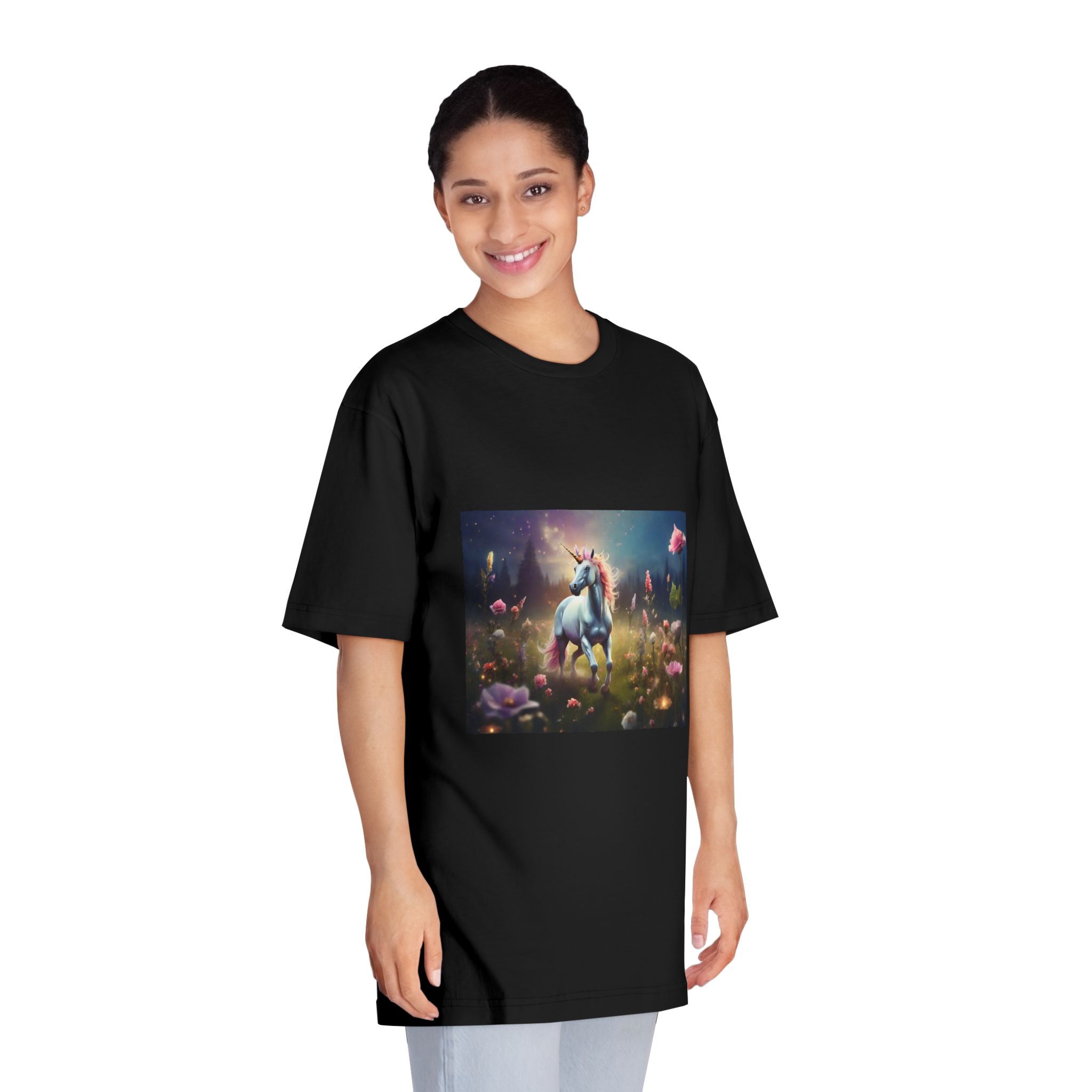 Beautiful Unicorn Running Magical Meadow Unicorn Background Images Whimsical Unicorn (32) Unisex Classic Crewneck T Shirt - Image 7