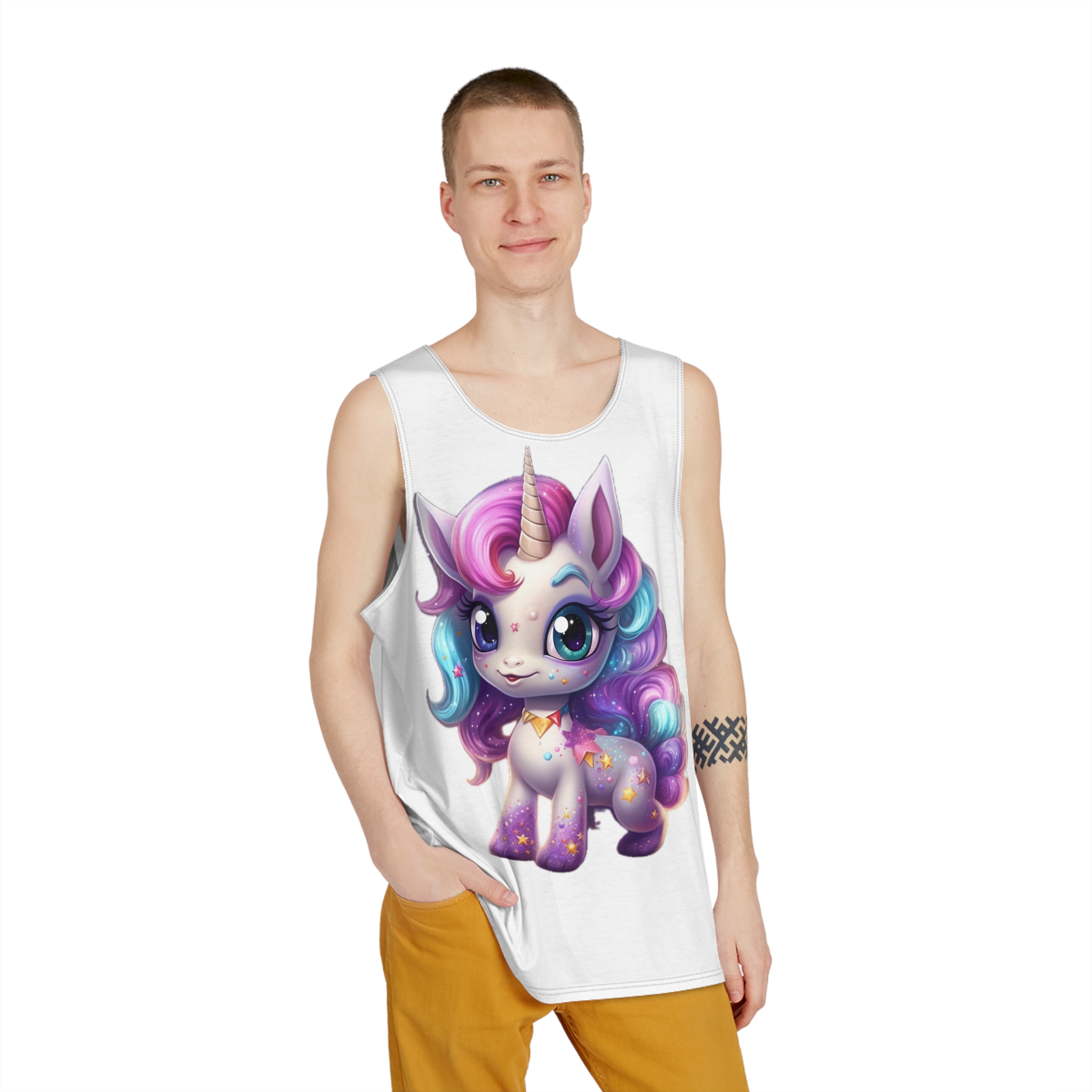 Beautiful Cute Baby Unicorn (1) Mens Tank Aop - Image 3