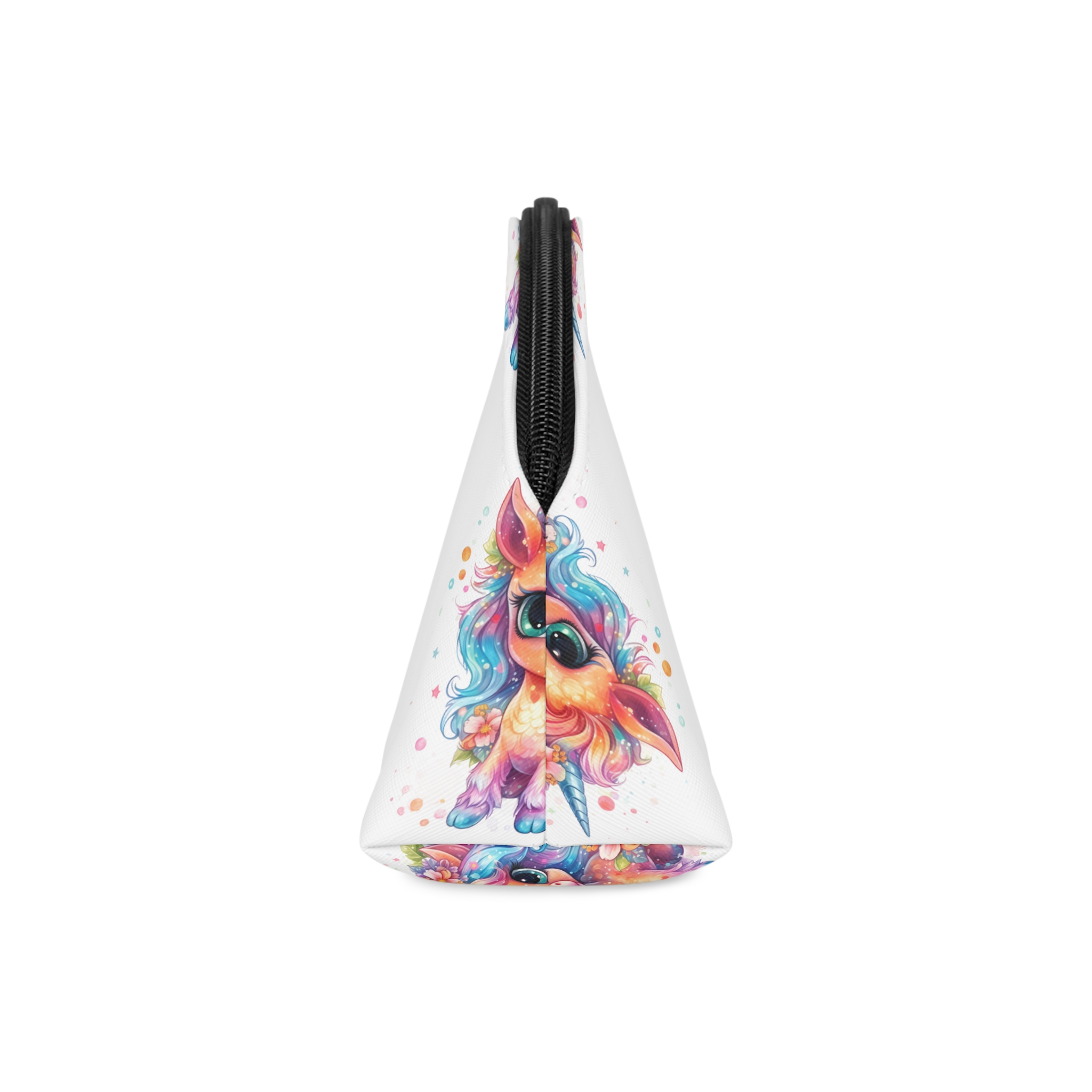 Cute Colorful Magic Unicorn With Flowers Watercolor Style (1) Copia Makeup Bag - Image 4