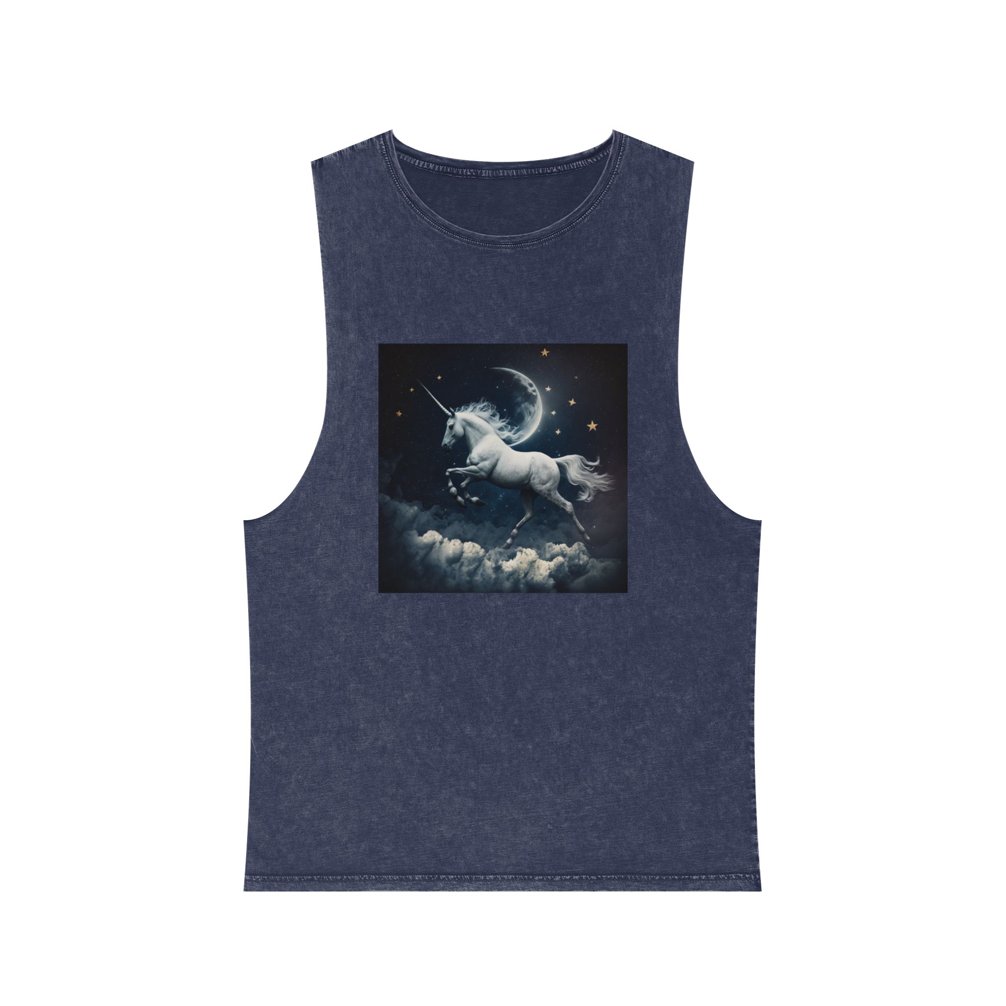 Unicorn Clouds With Full Moon Background Generative Ai Unisex Stonewash Tank Top - Image 13