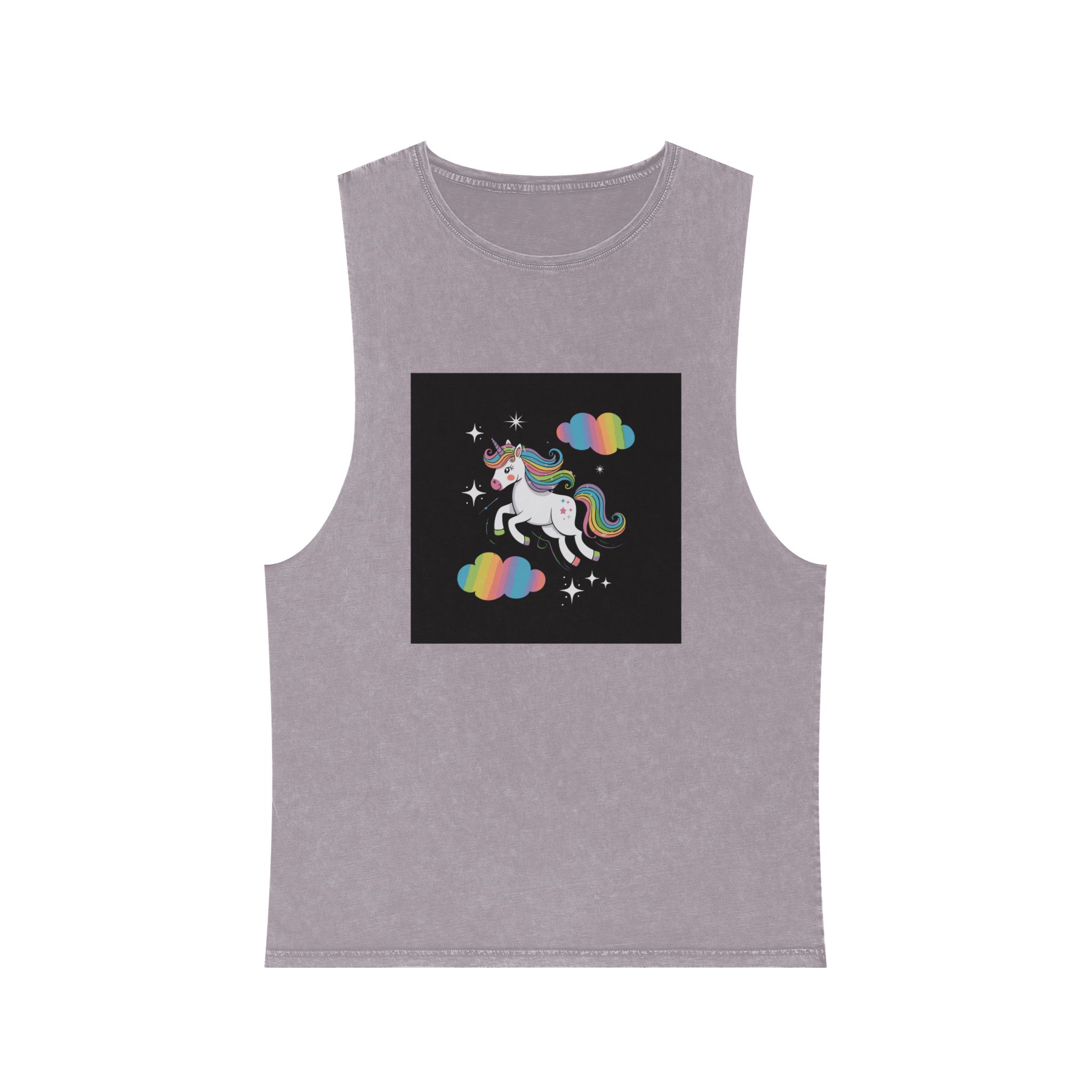 Rainbow With Rainbow It Words Unicorn Bottom Unisex Stonewash Tank Top - Image 17