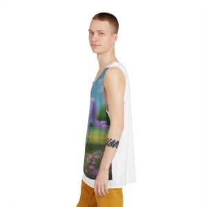 Beautiful Unicorn Running Magical Meadow Unicorn Background Images Whimsical Unicorn (3) Mens Tank Aop