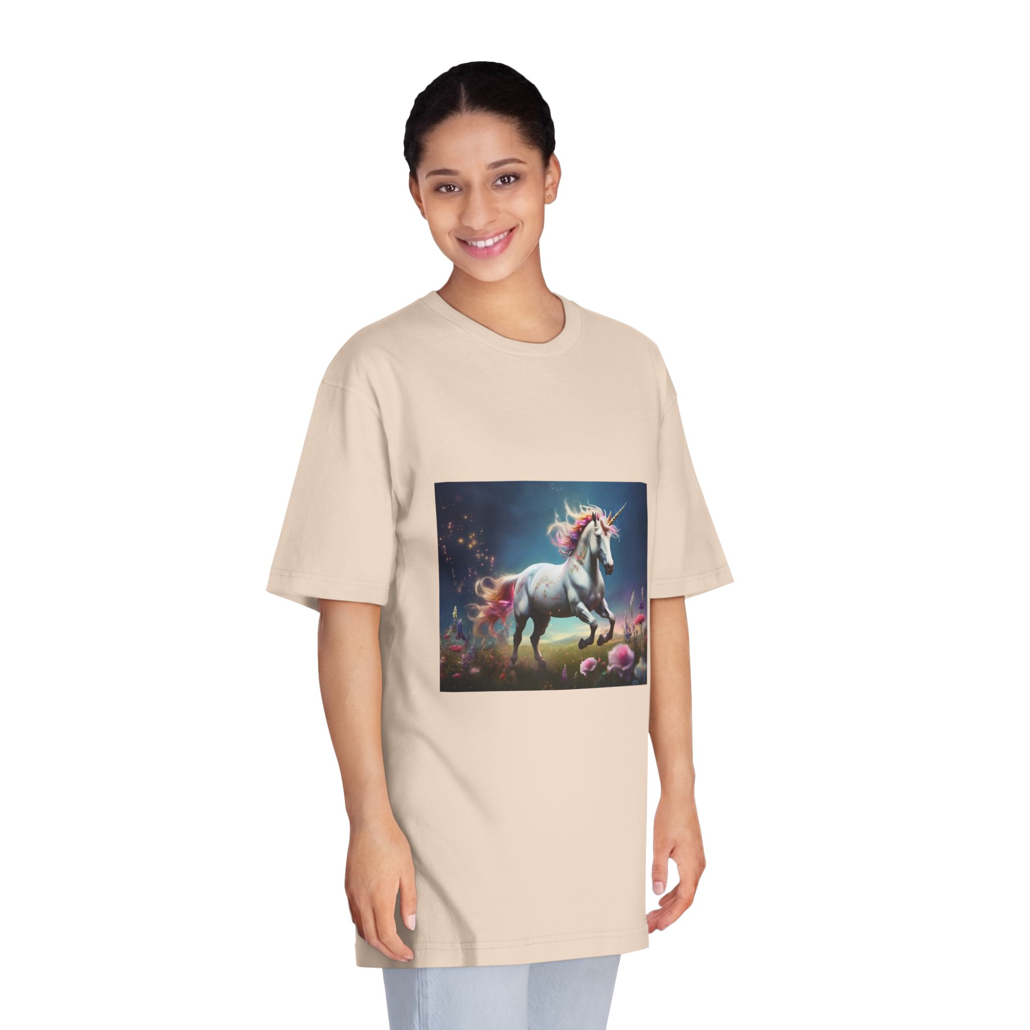Beautiful Unicorn Running Magical Meadow Unicorn Background Images Whimsical Unicorn (34) Unisex Classic Crewneck T Shirt - Image 11