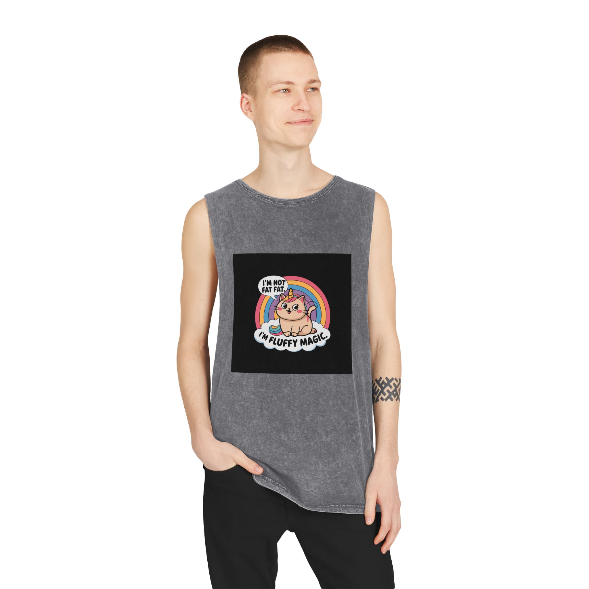 I'm Not Fat Unisex Stonewash Tank Top - Image 11
