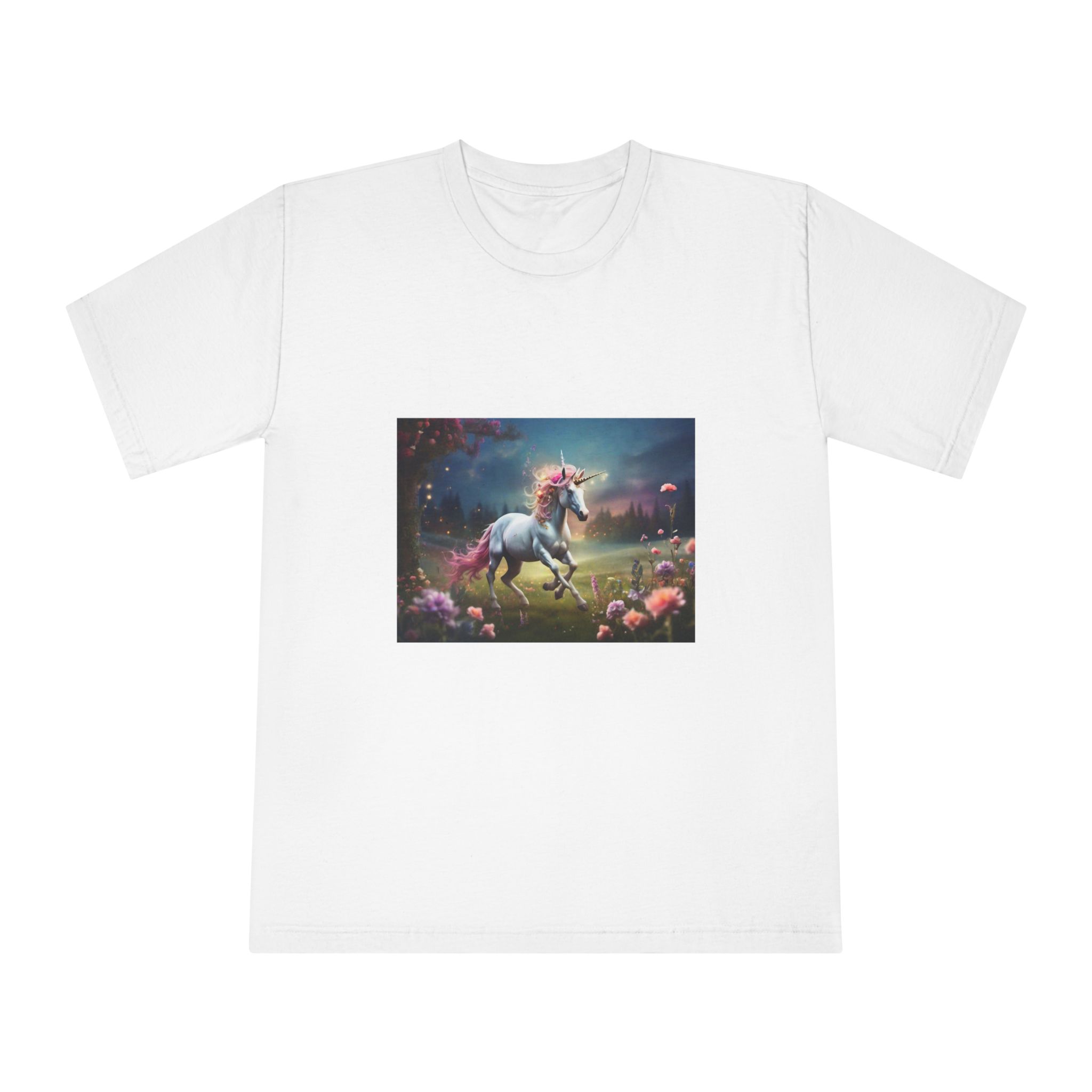 Beautiful Unicorn Running Magical Meadow Unicorn Background Images Whimsical Unicorn (5) Unisex Classic Crewneck T Shirt