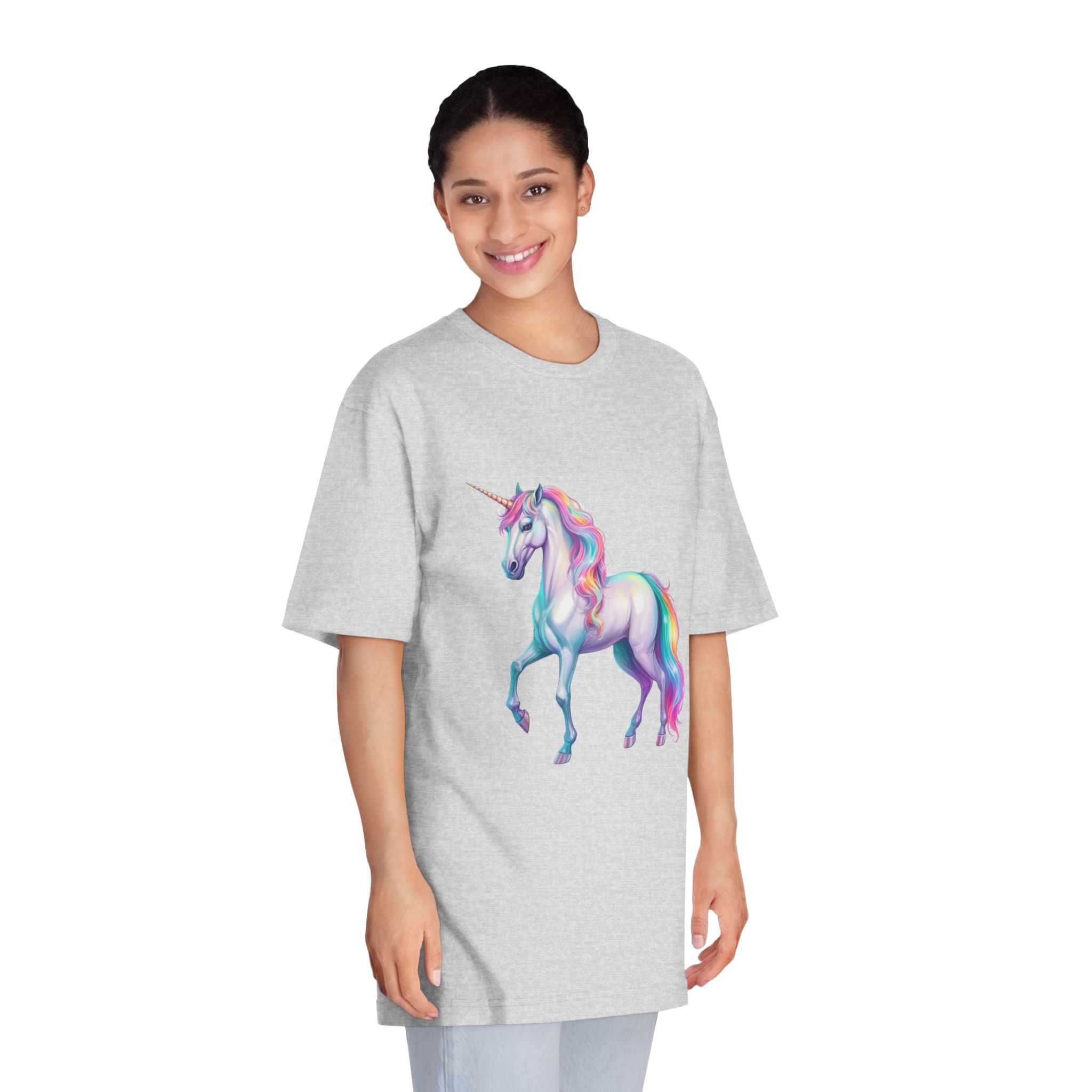 White Unicorn With Rainbow Mane Long Mane Generative Ai Fotor Bg Remover 20231203171019 Unisex Classic Crewneck T Shirt - Image 15