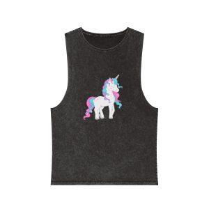 Unicorn Drawing Fashion Illustration Drawing Modern Style Clothes Glitter Unicorn Shining Unisex Stonewash Tank Top