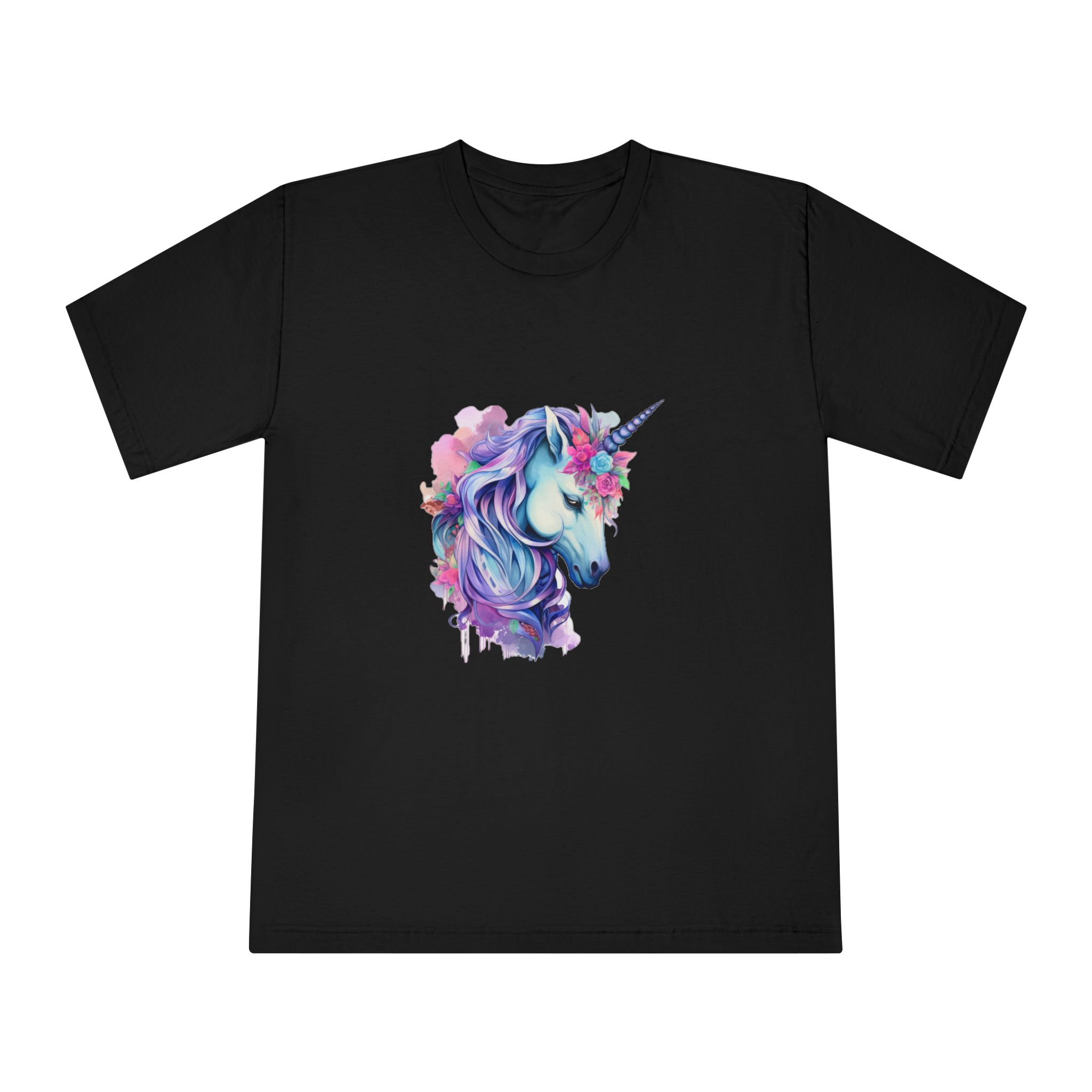 Watercolor Fantasy Unicorn Clip Art Unisex Classic Crewneck T Shirt - Image 5