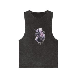 Close Up Unicorn With Long Mane Purple Mane Generative Ai Unisex Stonewash Tank Top