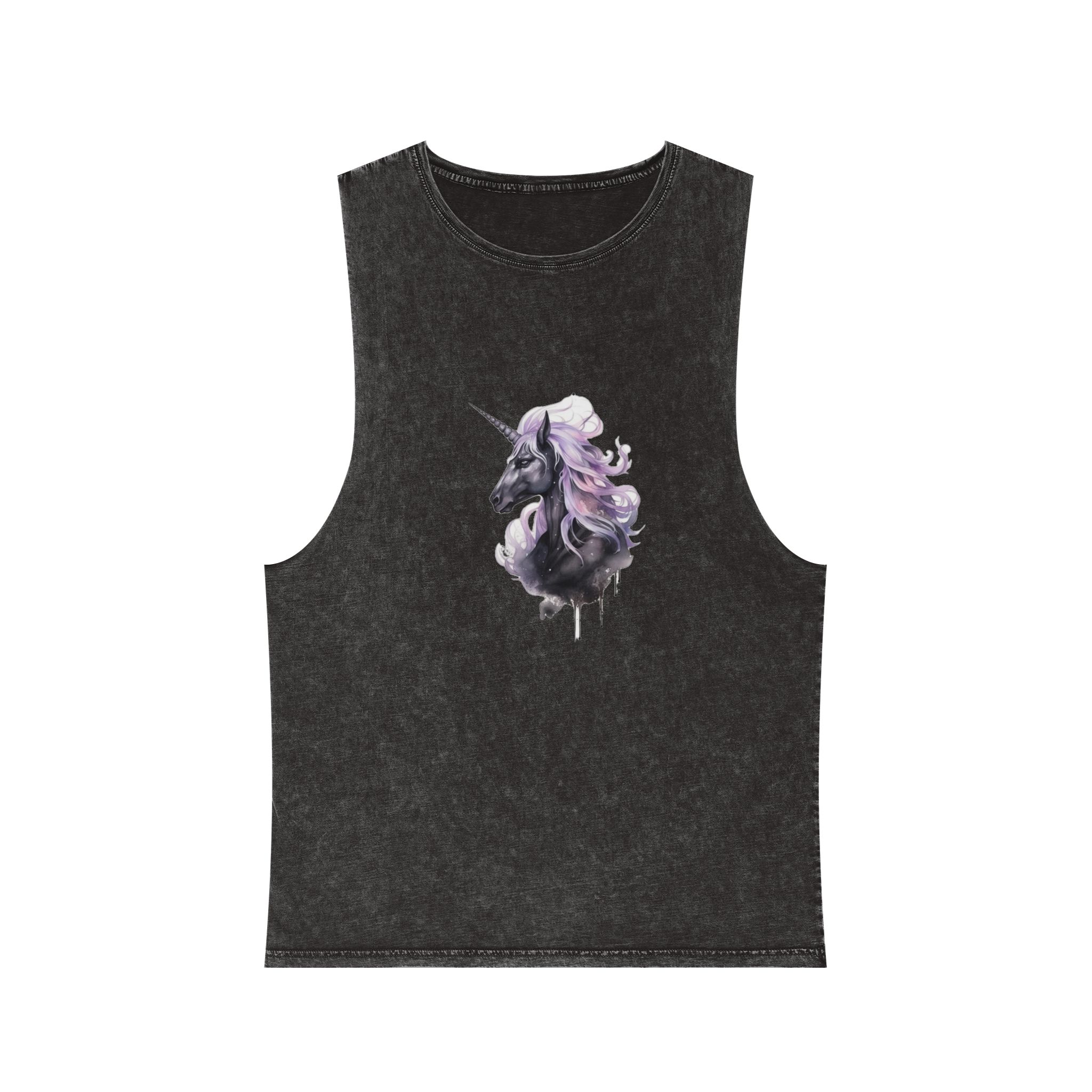 Close Up Unicorn With Long Mane Purple Mane Generative Ai Unisex Stonewash Tank Top