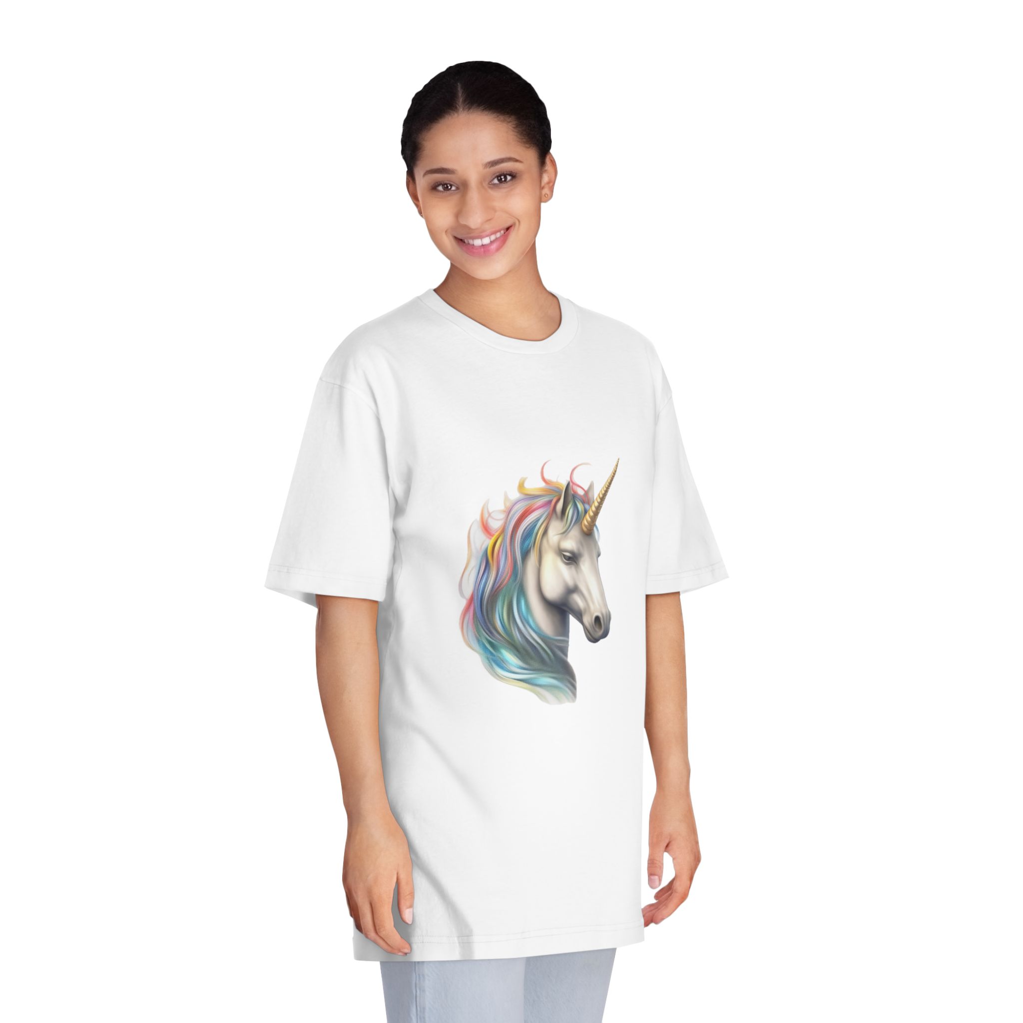 There Is Drawing Unicorn With Colorful Mane Generative Ai Unisex Classic Crewneck T Shirt - Image 3