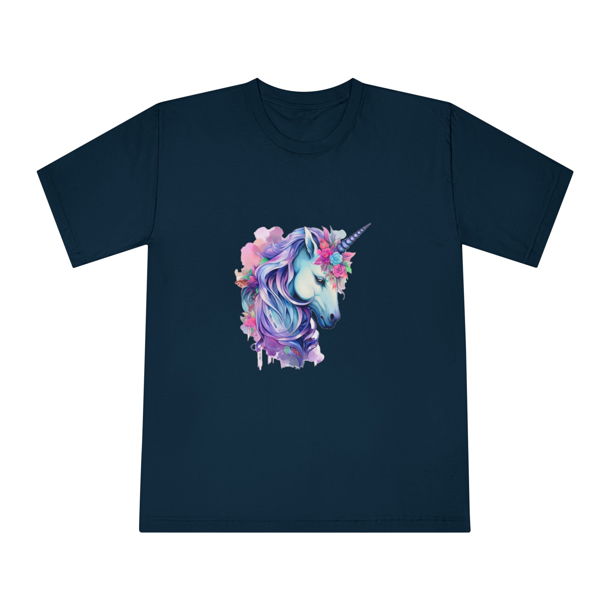 Watercolor Fantasy Unicorn Clip Art Unisex Classic Crewneck T Shirt - Image 17