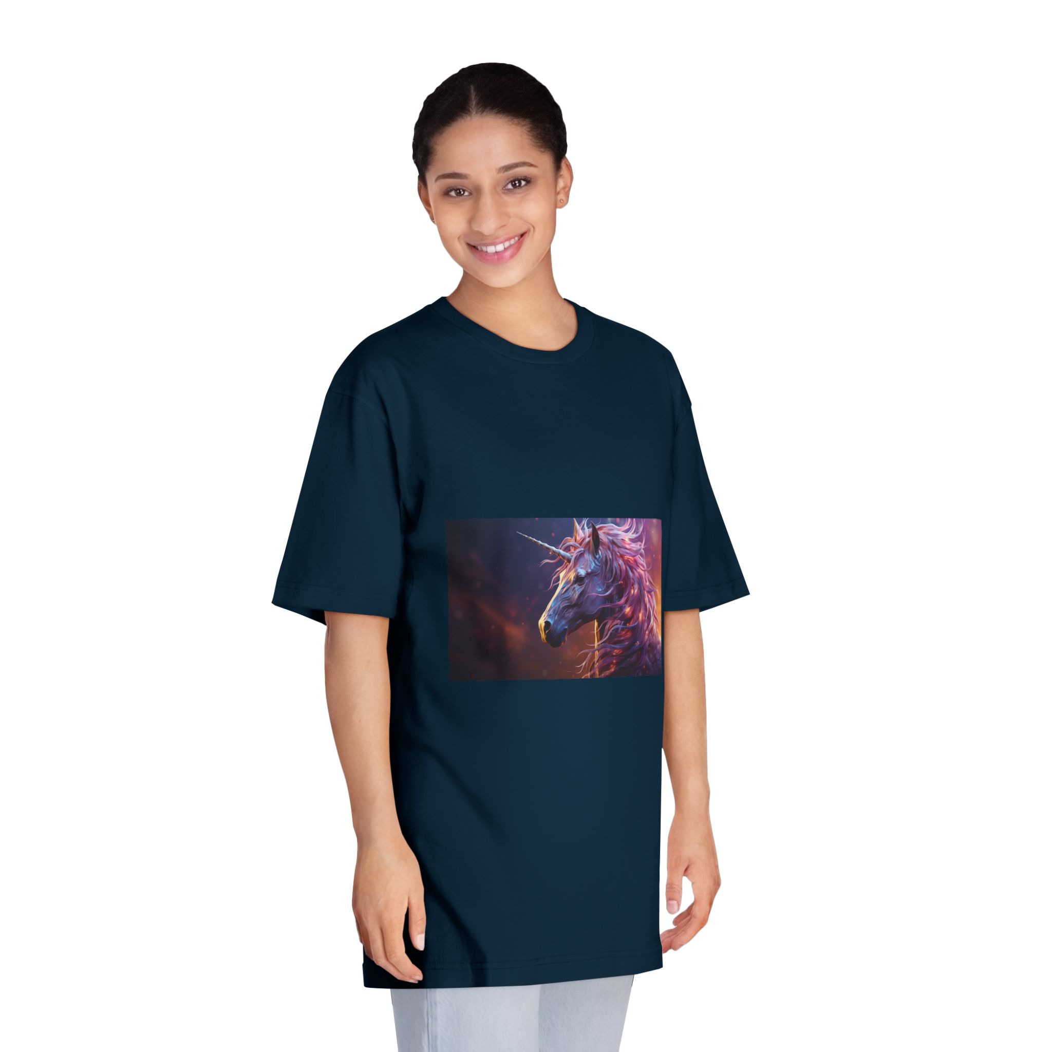 Pink 3d Mythical Unicorn With Lights Mane (1) Unisex Classic Crewneck T Shirt - Image 19