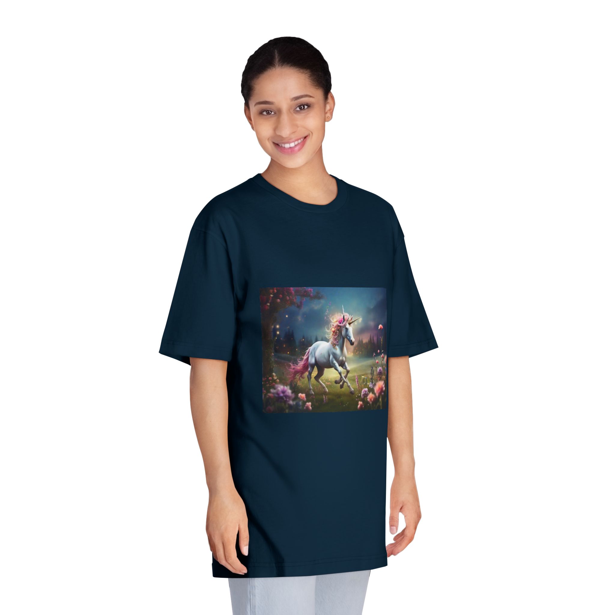 Beautiful Unicorn Running Magical Meadow Unicorn Background Images Whimsical Unicorn (5) Unisex Classic Crewneck T Shirt - Image 19