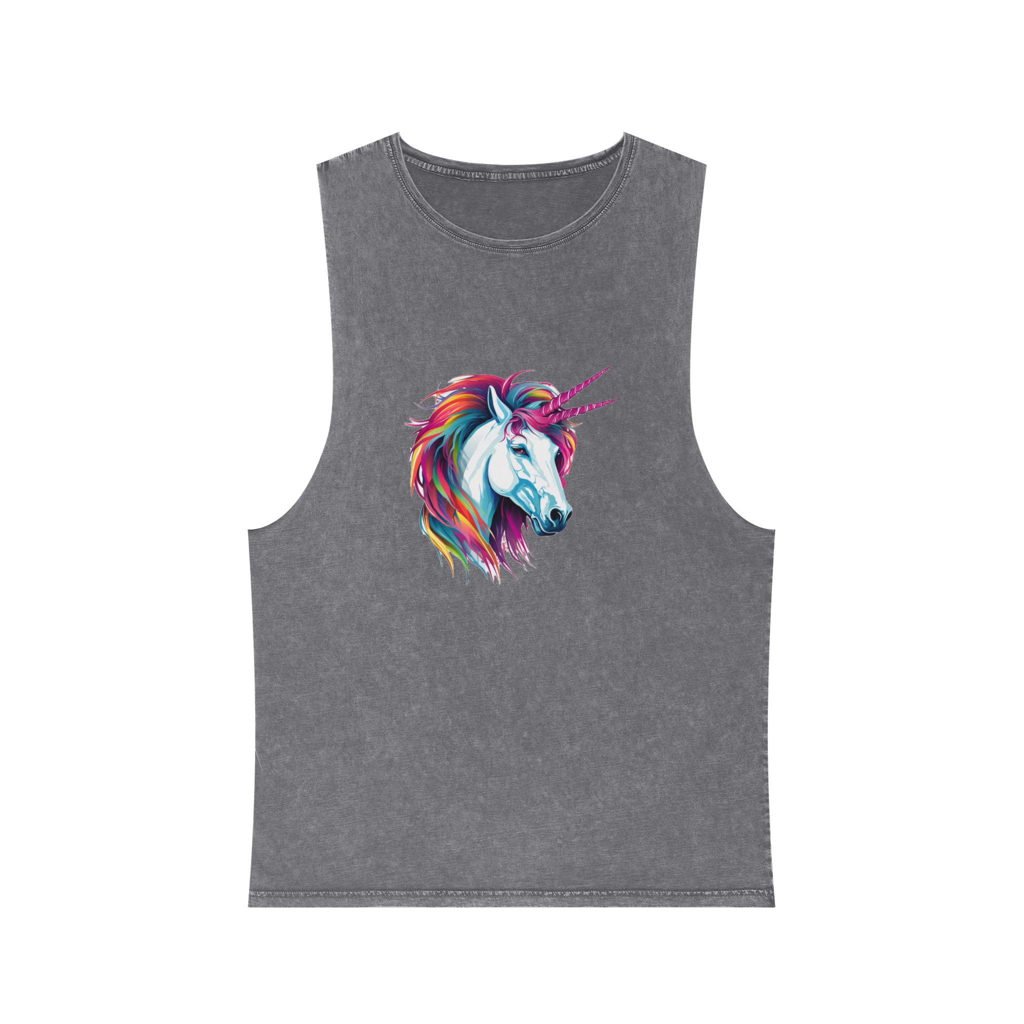 Close Up Unicorns Head With Colorful Mane Generative Ai Copy Unisex Stonewash Tank Top - Image 9