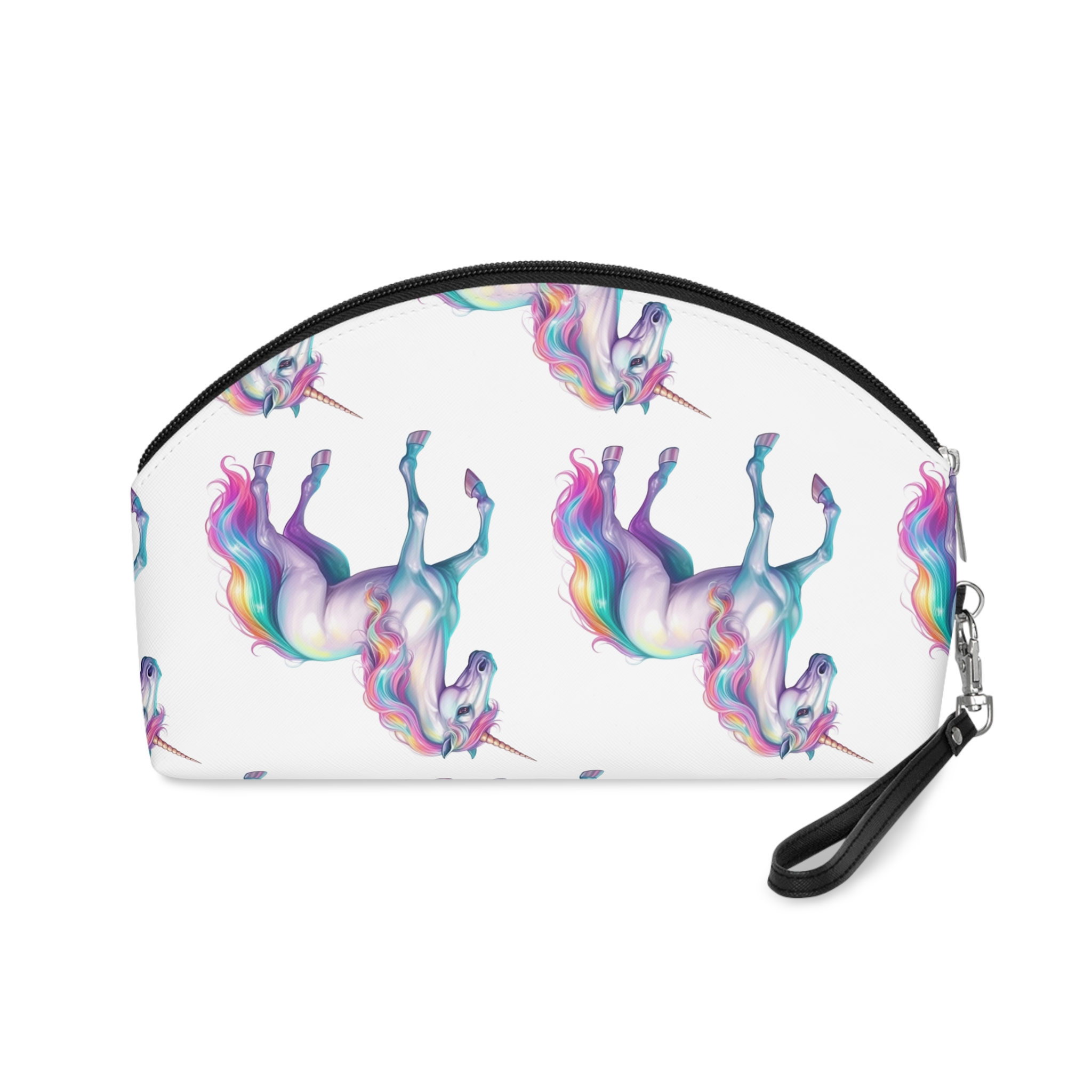 White Unicorn With Rainbow Mane Long Mane Generative Ai Fotor Bg Remover 20231203171019 Makeup Bag - Image 2