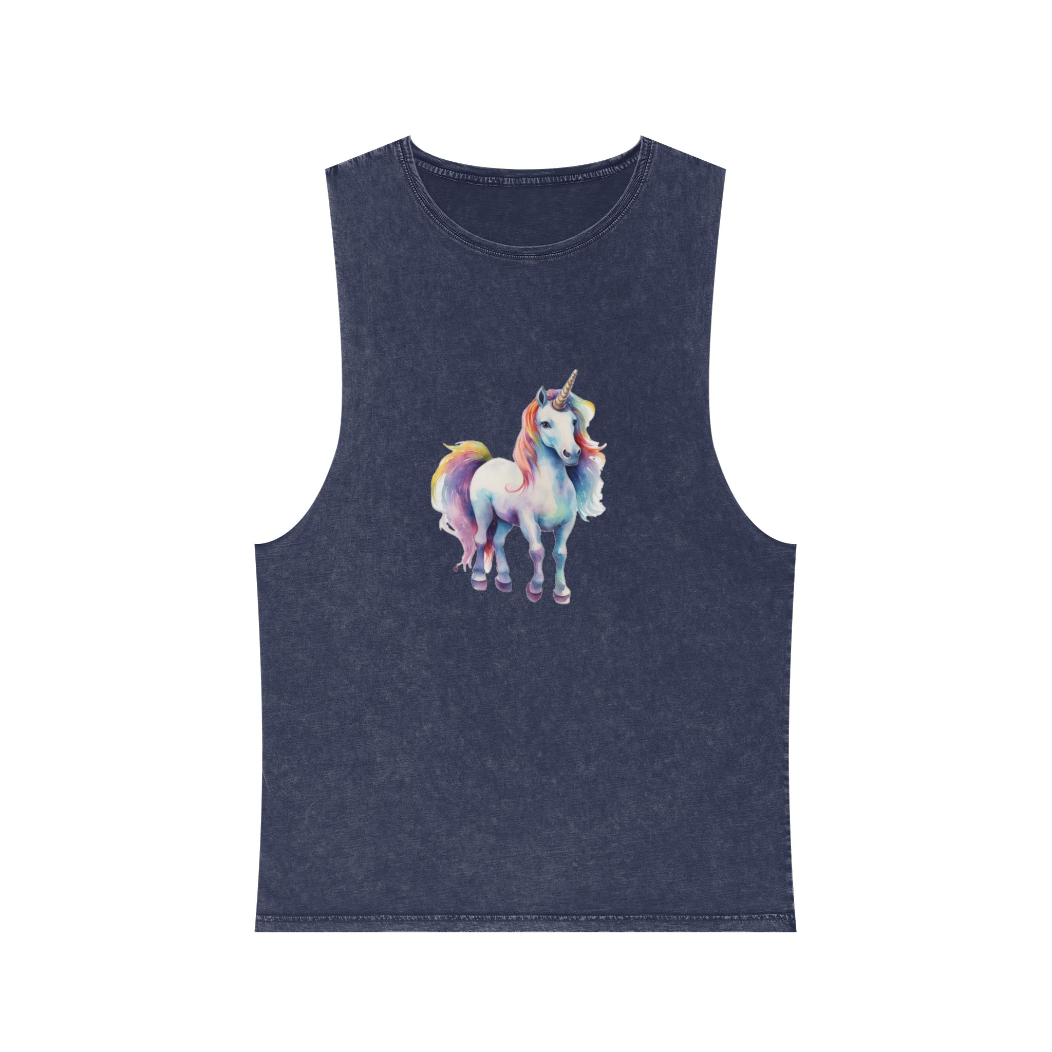 Painting Unicorn With Colorful Mane Long Mane Generative Ai Unisex Stonewash Tank Top - Image 13