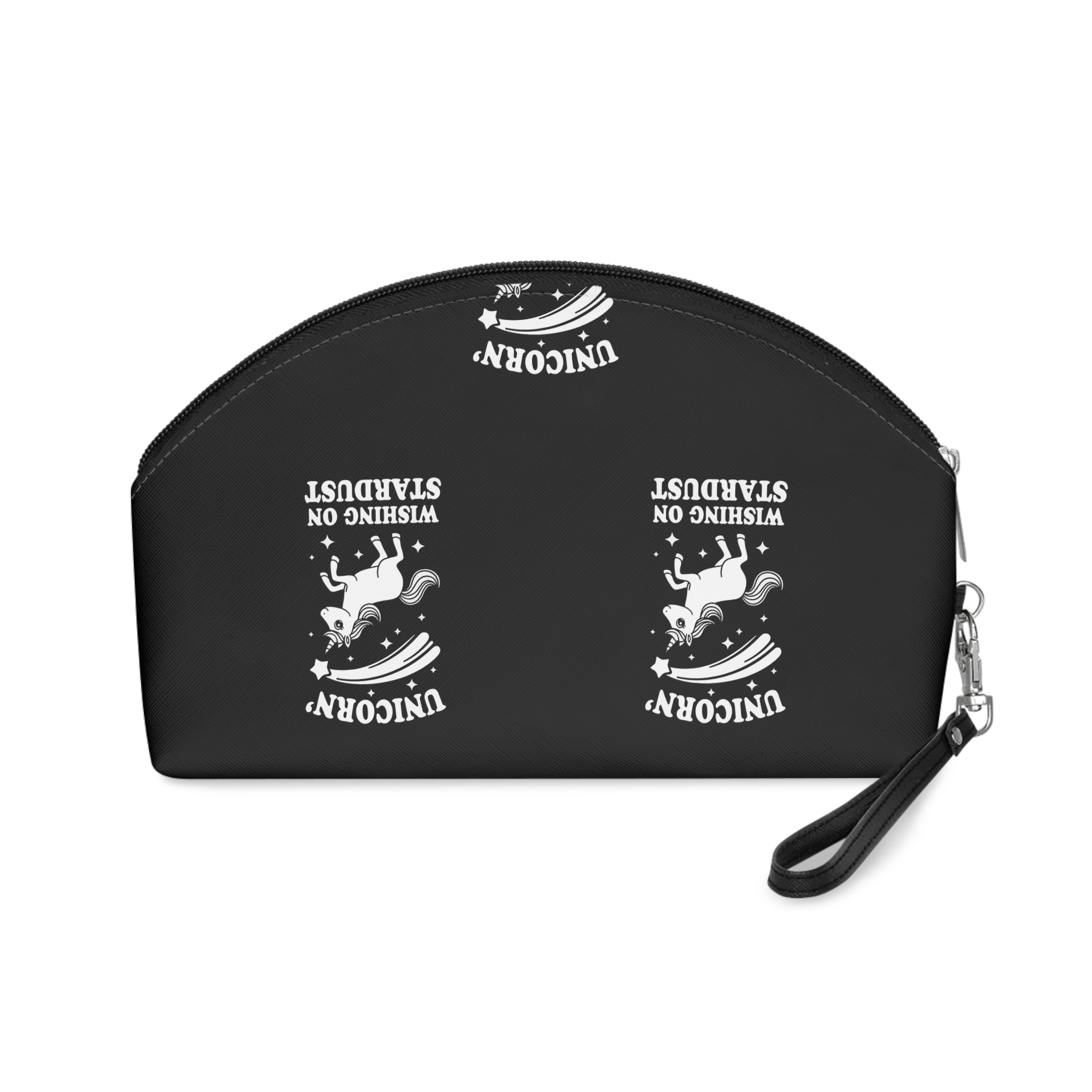 White Unicorn With Star It Is Black Background Makeup Bag - Image 2