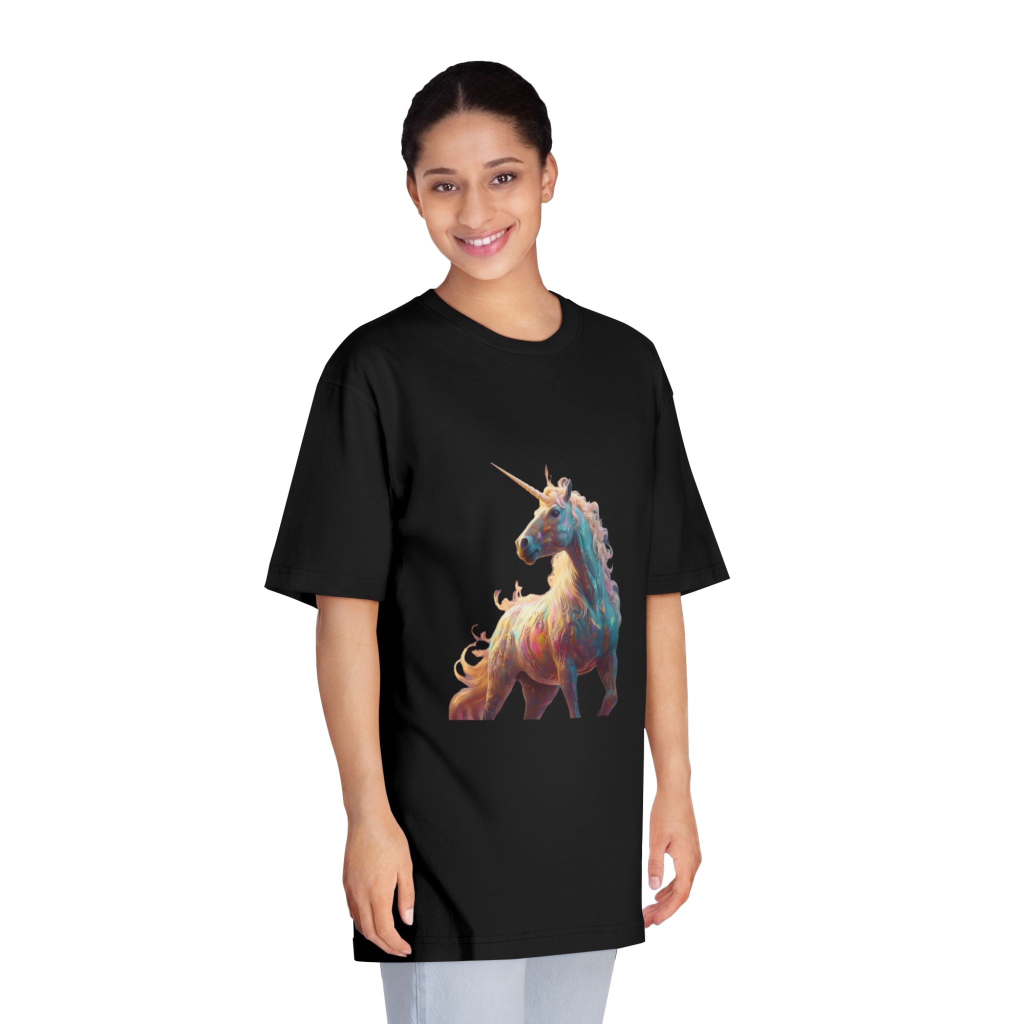 Unicorn With Long Mane Colorful Mane Standing Hill Generative Ai Unisex Classic Crewneck T Shirt - Image 7