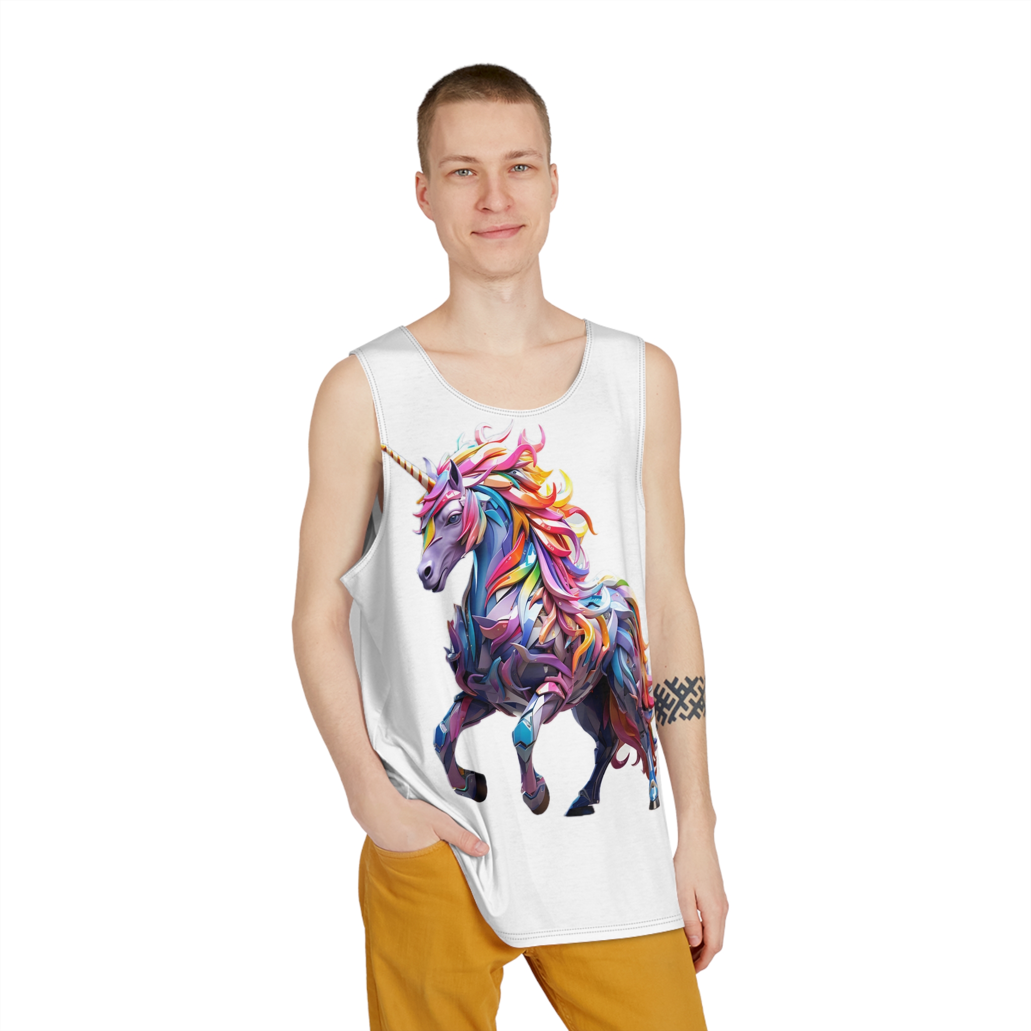 Colorful 3d Mythical Unicorn (4) Mens Tank Aop - Image 3