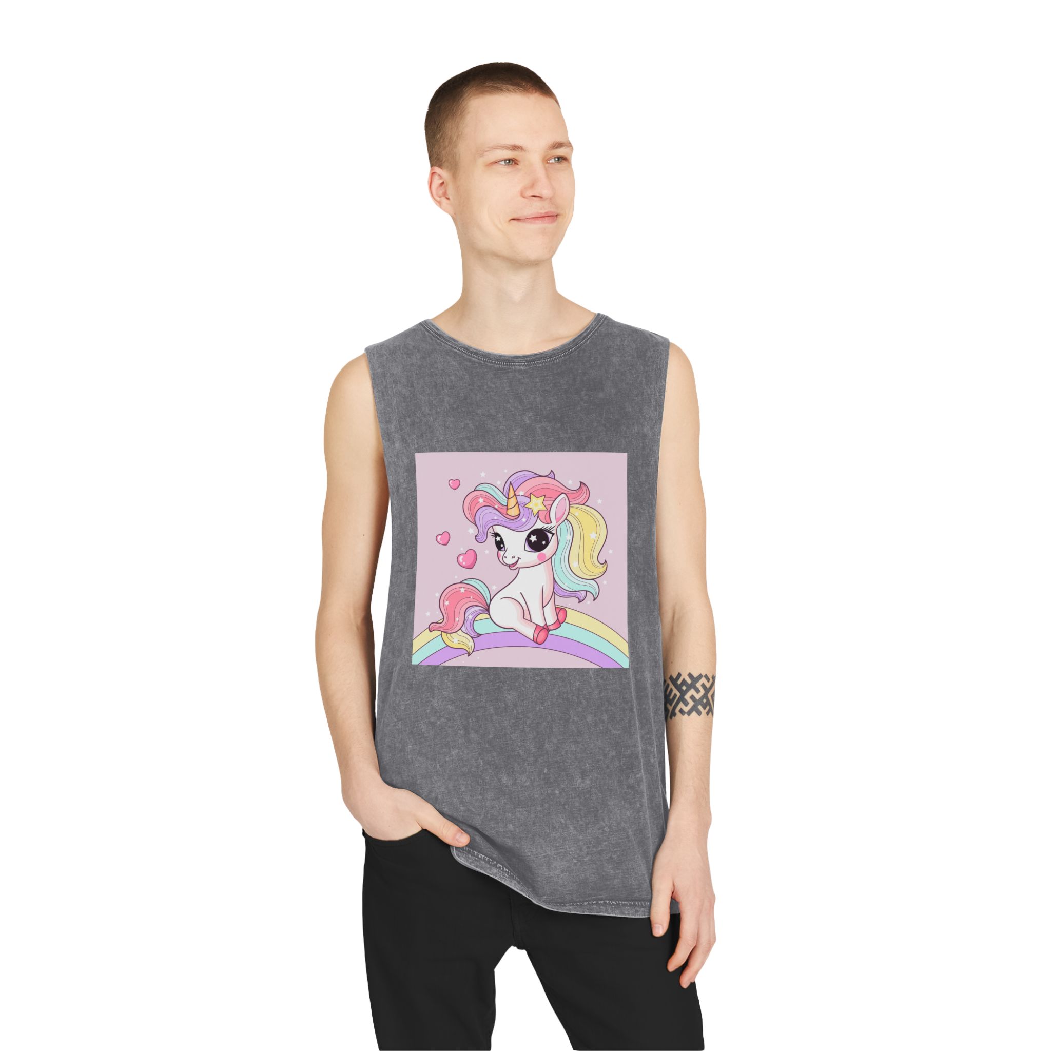 Lovely Unicorn Unisex Stonewash Tank Top - Image 11