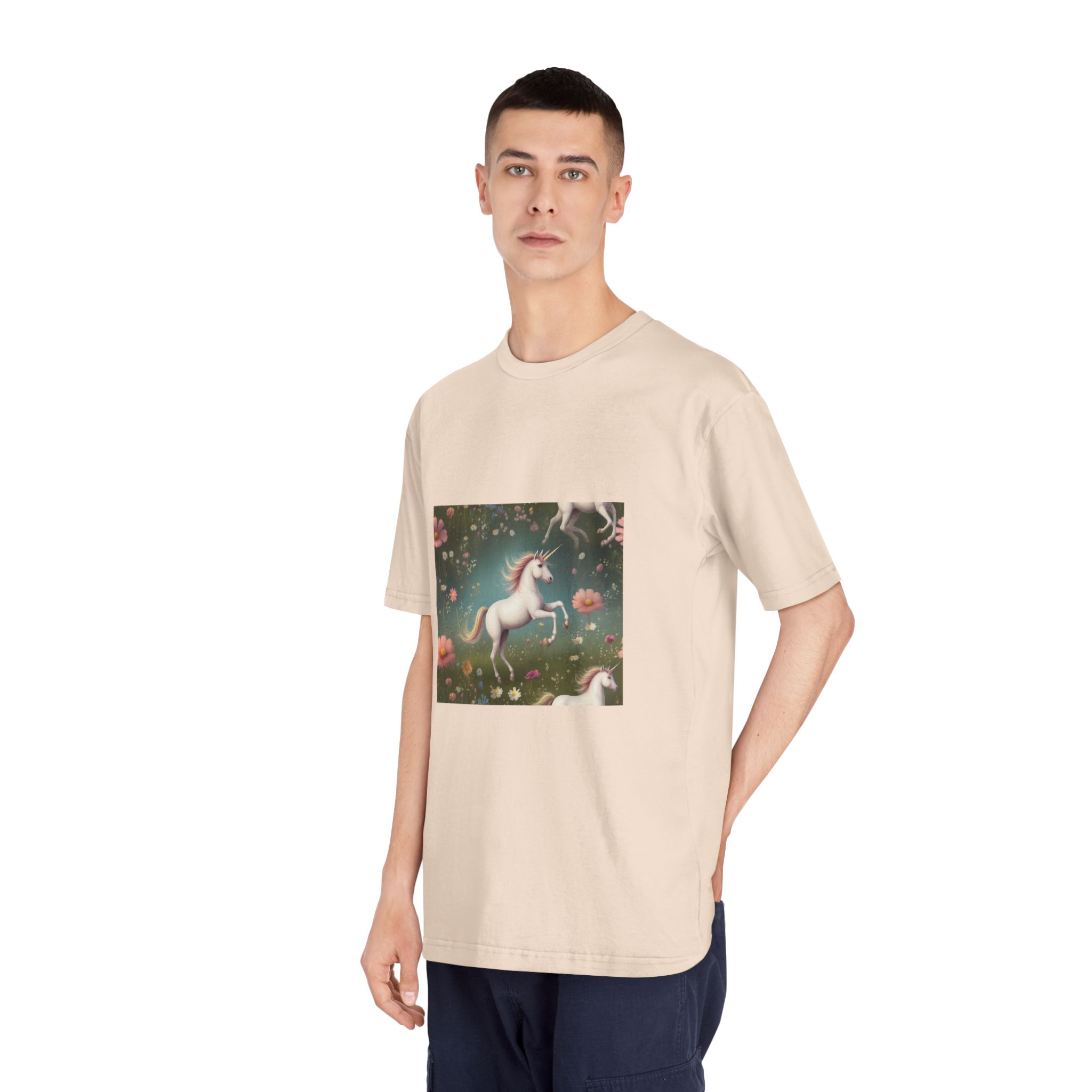 Beautiful Unicorn Running Magical Meadow Unicorn Background Images Whimsical Unicorn (42) Unisex Classic Crewneck T Shirt - Image 12