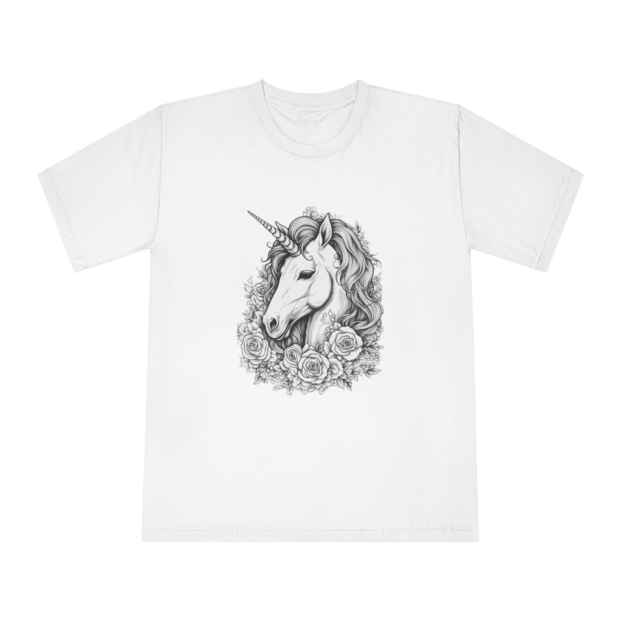Unicorn With Roses Roses Around It Generative Ai Unisex Classic Crewneck T Shirt