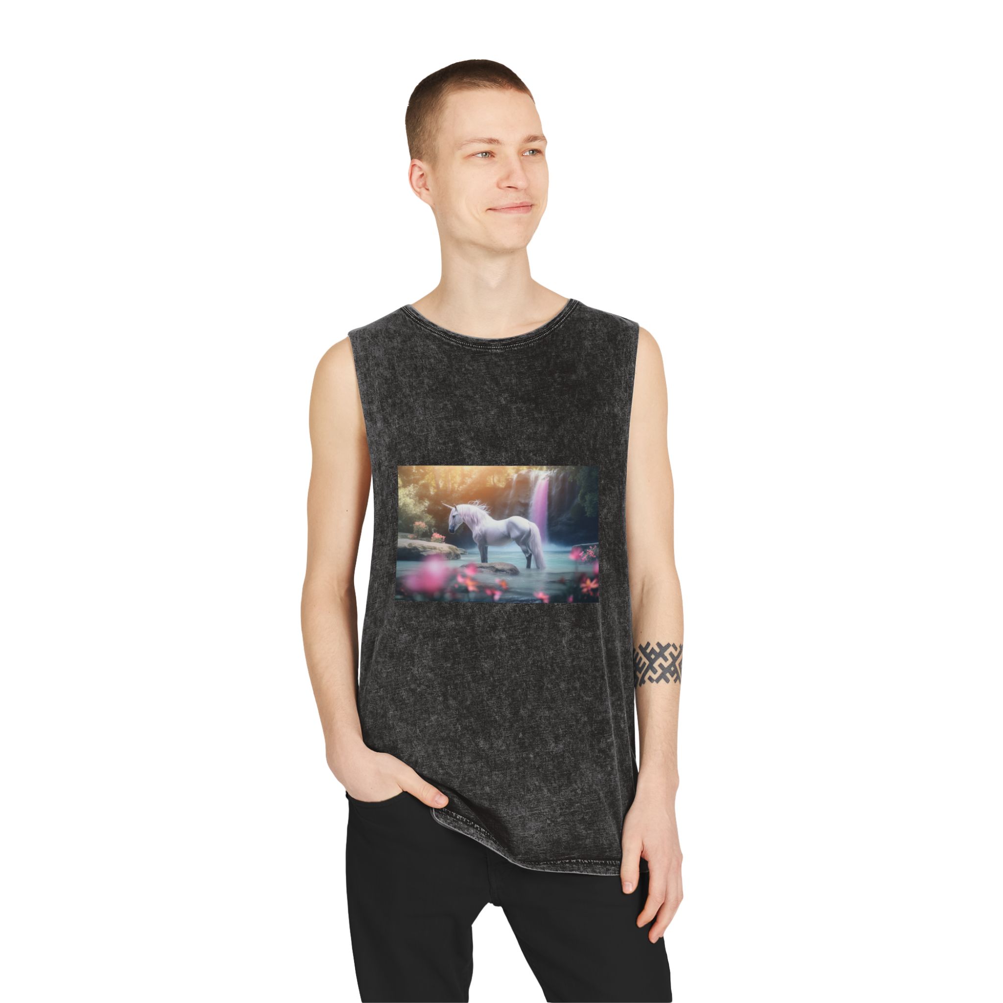 Magical Mythical Unicorn Creature 8 Unisex Stonewash Tank Top - Image 3