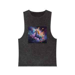 Unicorn Clouds With Rainbow Mane Star Field Generative Ai Unisex Stonewash Tank Top