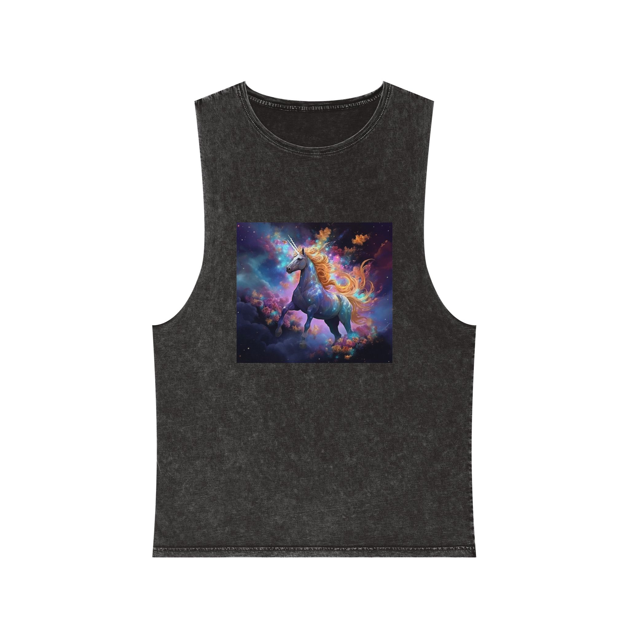 Unicorn Clouds With Rainbow Mane Star Field Generative Ai Unisex Stonewash Tank Top