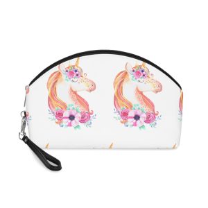 Linda Hermosa Cabeza Unicornio Flores Makeup Bag