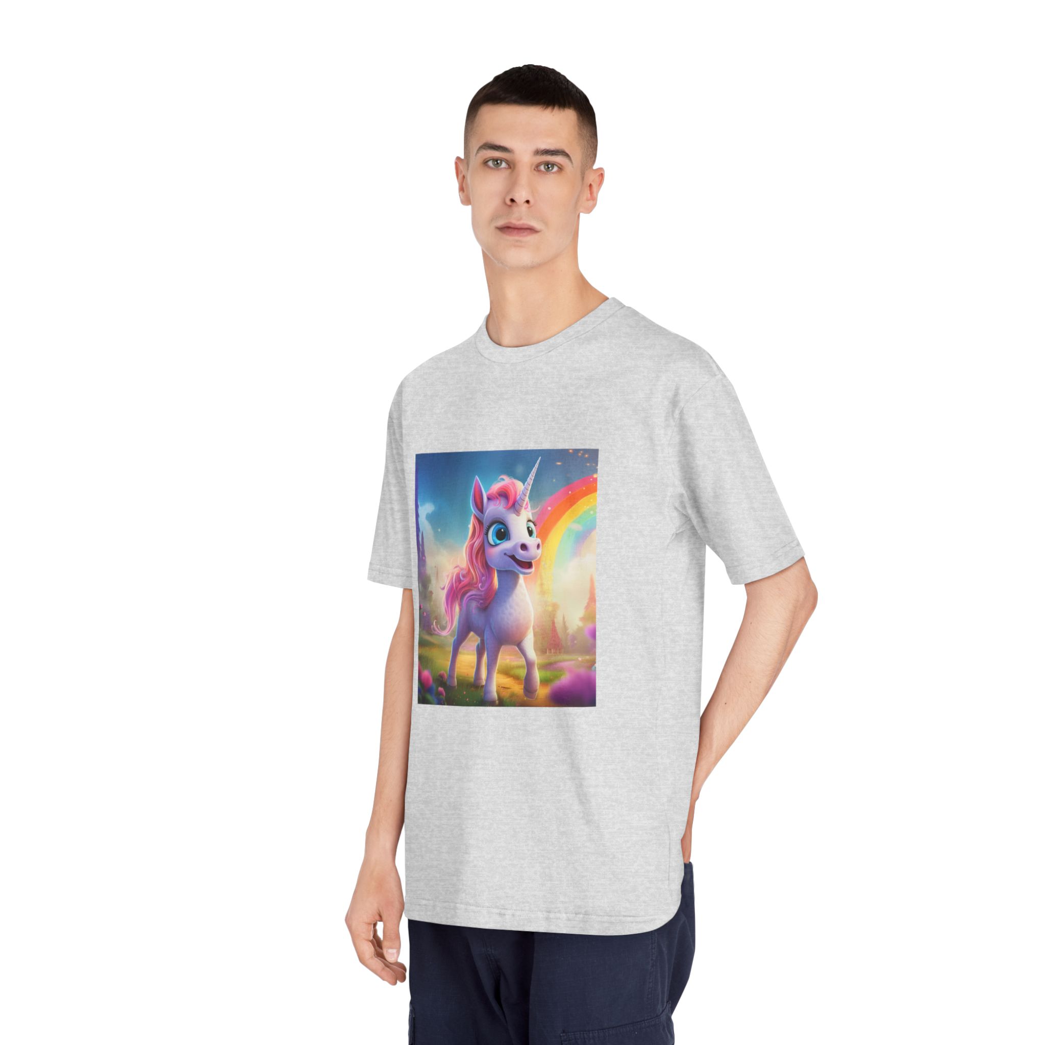 Unicorn With Pink Mane Blue Eyes Standing Field Generative Ai Unisex Classic Crewneck T Shirt - Image 16
