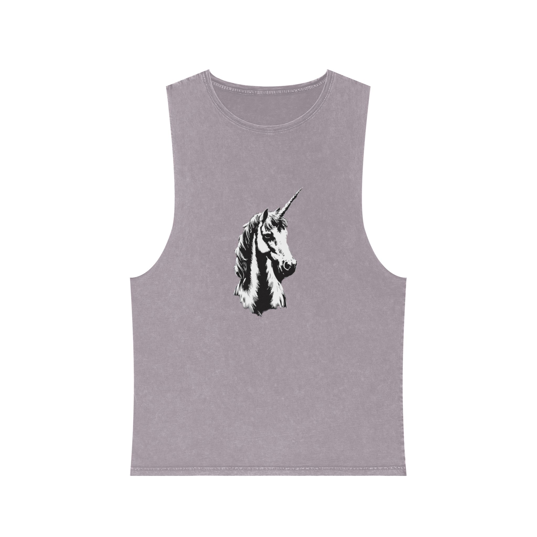 Unicorn Black and White Unisex Stonewash Tank Top - Image 17