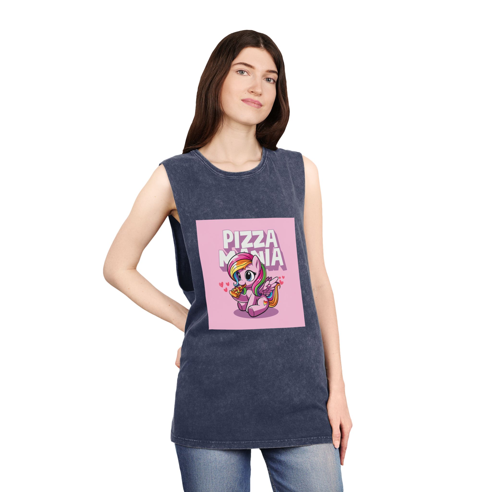 Pizza Mania Copia Unisex Stonewash Tank Top - Image 16