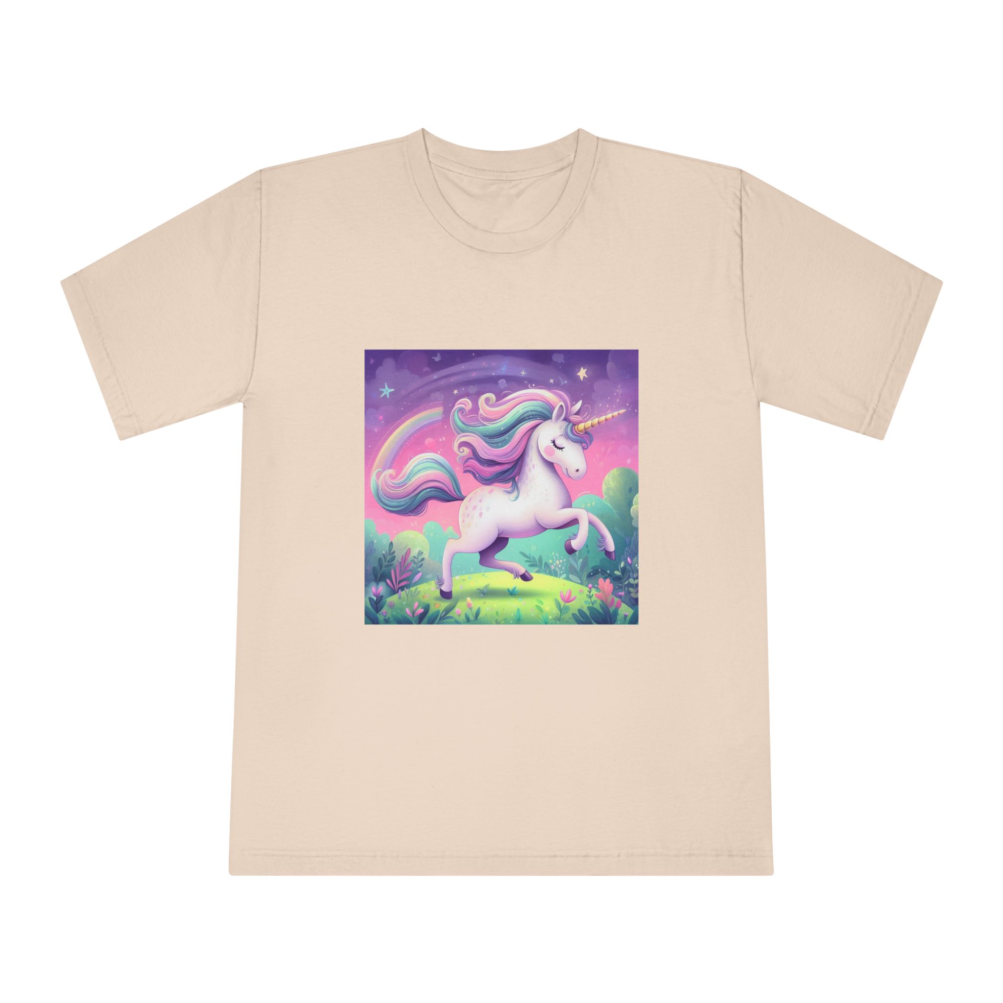 Beautiful Unicorn Running Magical Meadow Unicorn Background Images Whimsical Unicorn (12) Unisex Classic Crewneck T Shirt - Image 9
