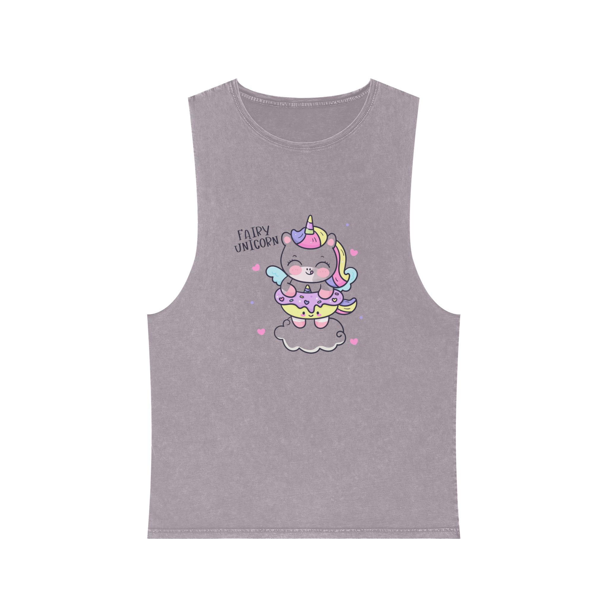 Cute Unicorn Cartoon Donut Cloud Kawaii Animal Unisex Stonewash Tank Top - Image 17