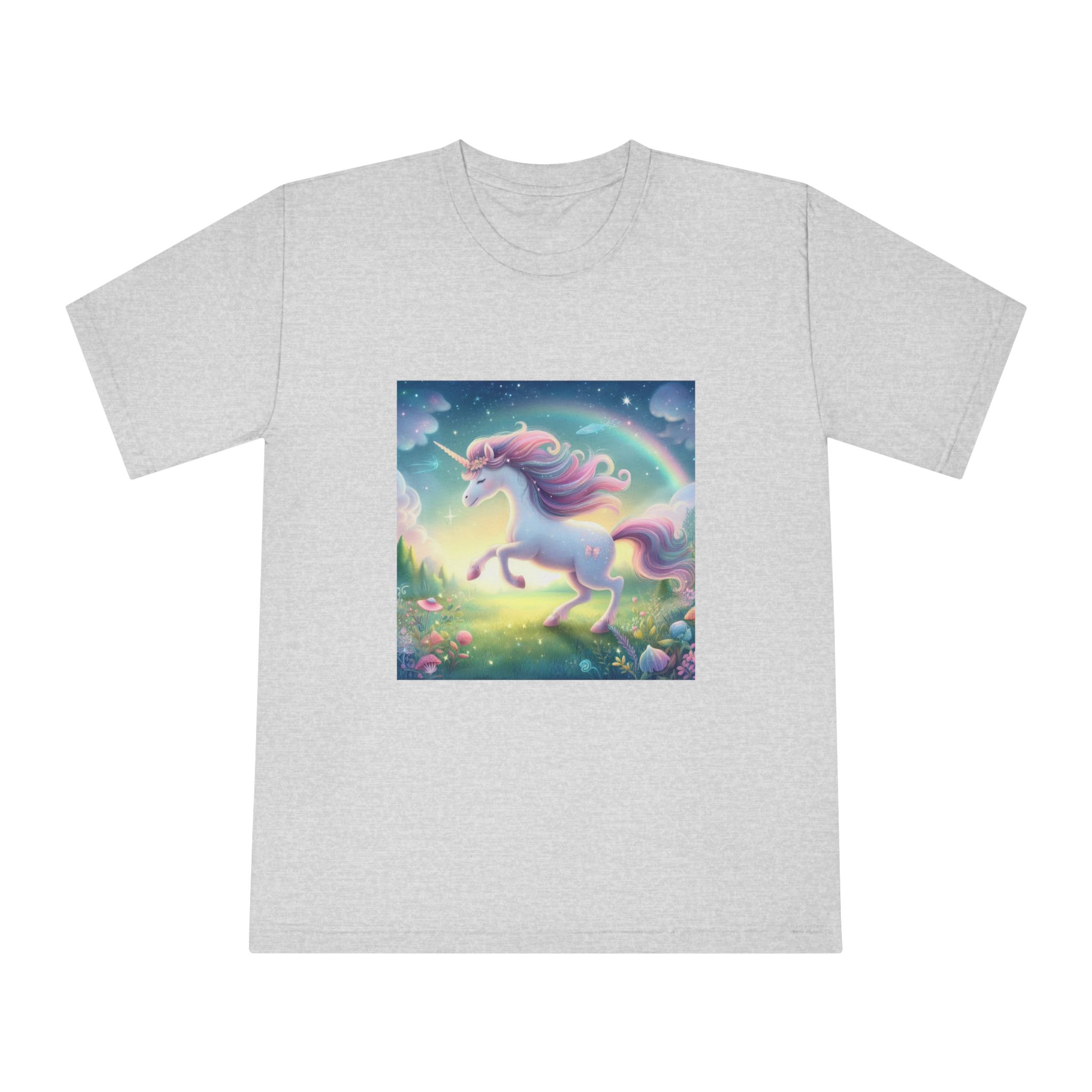 Beautiful Unicorn Running Magical Meadow Unicorn Background Images Whimsical Unicorn (21) Unisex Classic Crewneck T Shirt - Image 13