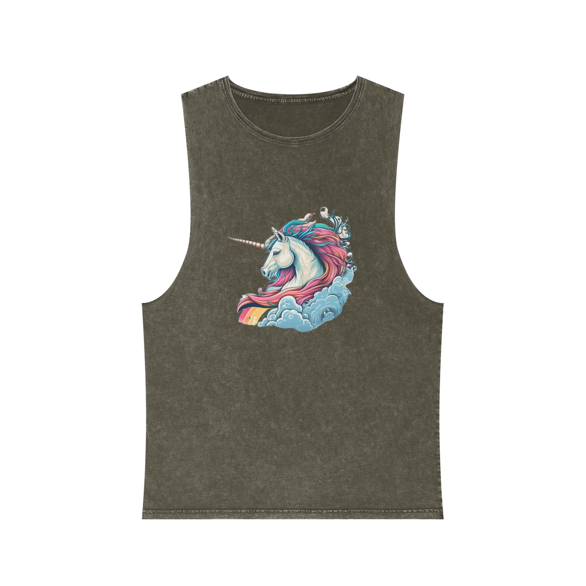Colorful Unicorn Illustration Created With Ai Tools Unisex Stonewash Tank Top - Image 5