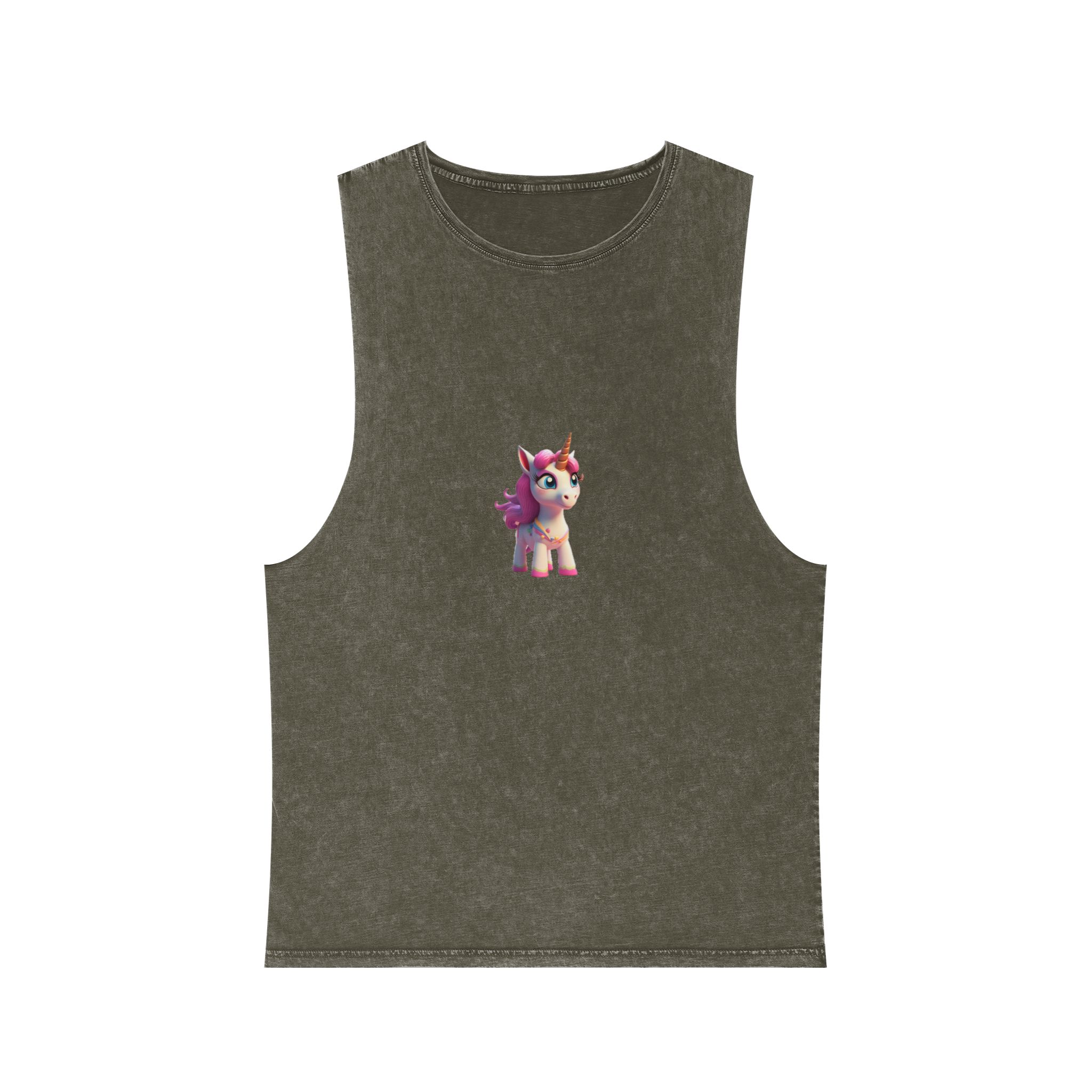 Colorful Cartoon Animated 3d Unicorn Children (8) Unisex Stonewash Tank Top - Image 5