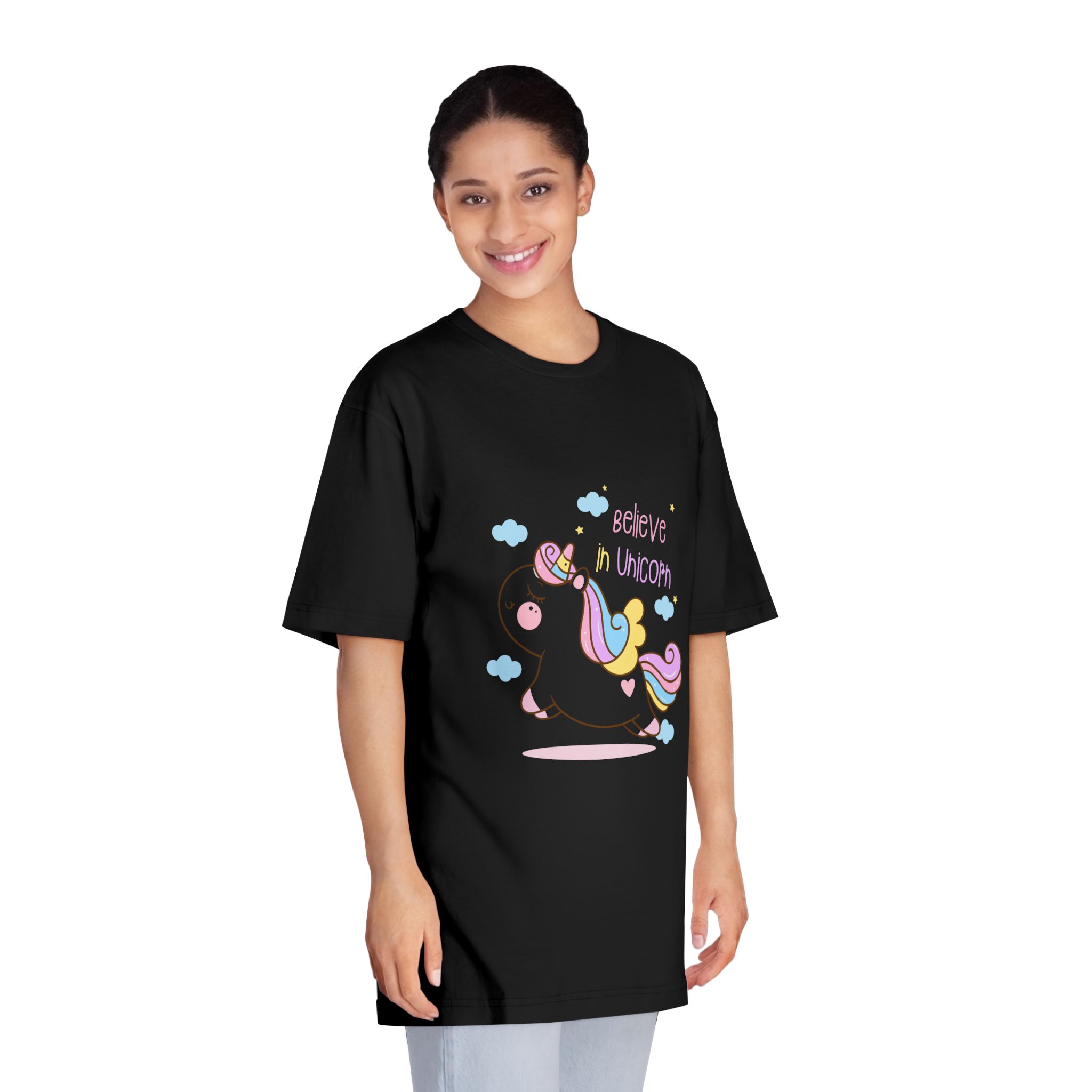 Cute Unicorn Cartoon Jump Air Flat Style Unisex Classic Crewneck T Shirt - Image 7