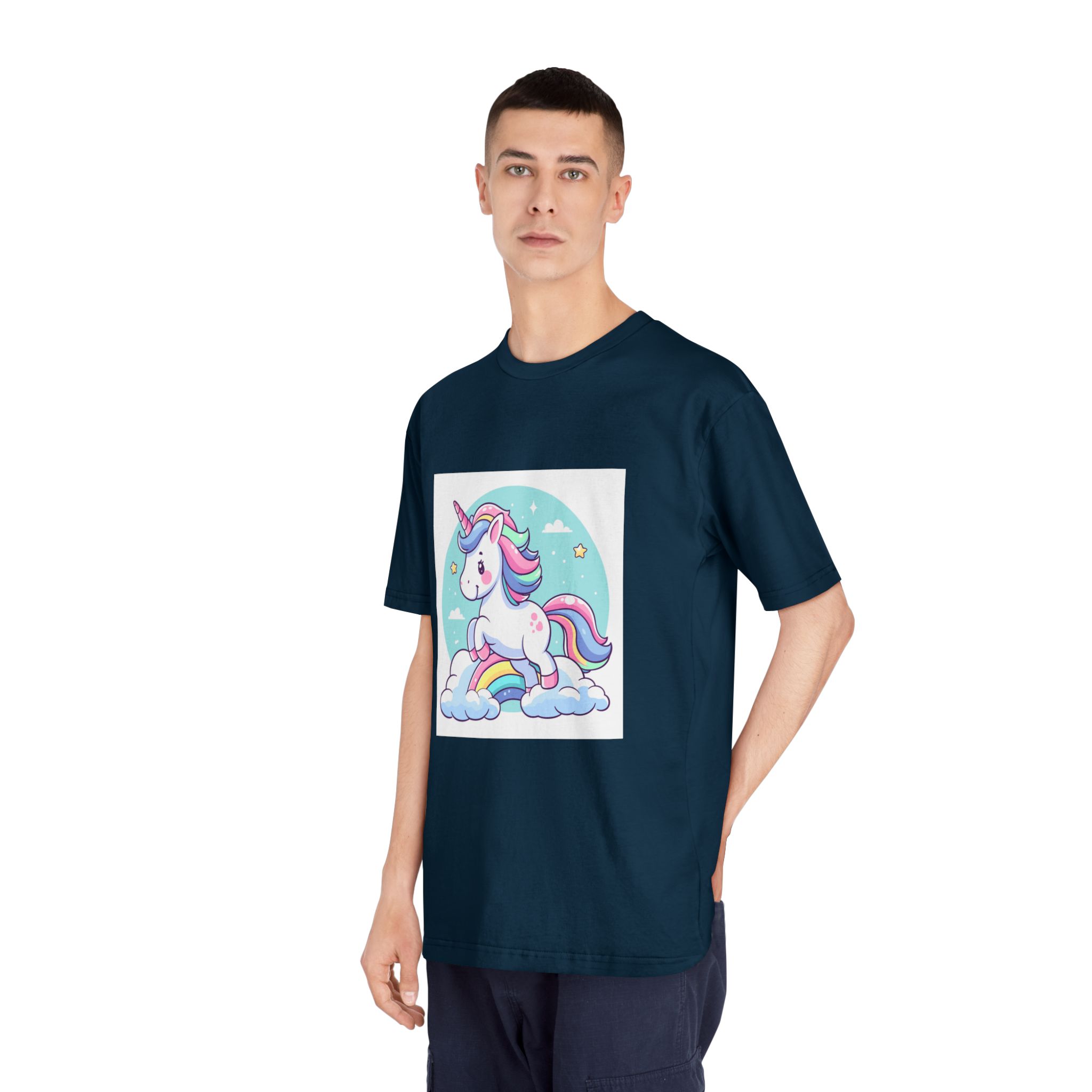 Cartoon Unicorn With Rainbow Its Tail Unisex Classic Crewneck T Shirt - Image 20