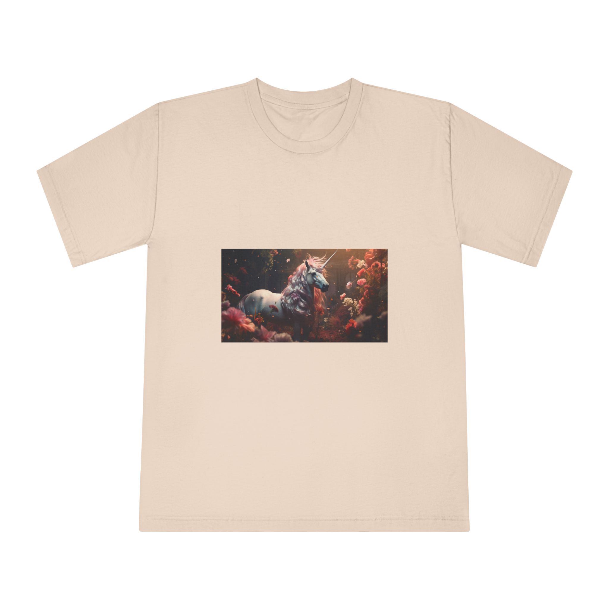 Unicorn With Long Mane Standing Field Flowers Generative Ai Unisex Classic Crewneck T Shirt - Image 9
