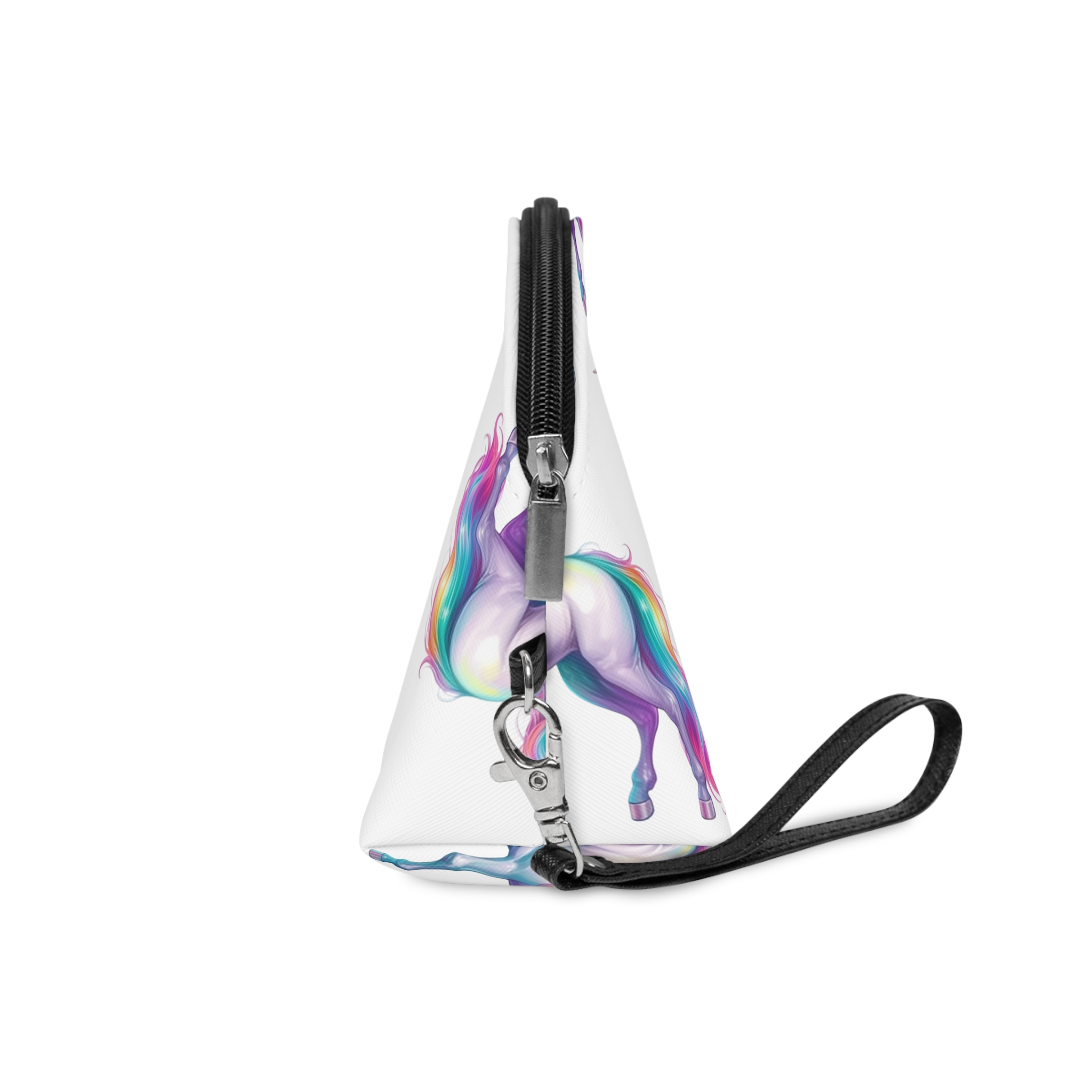 White Unicorn With Rainbow Mane Long Mane Generative Ai Fotor Bg Remover 20231203171019 Makeup Bag - Image 3