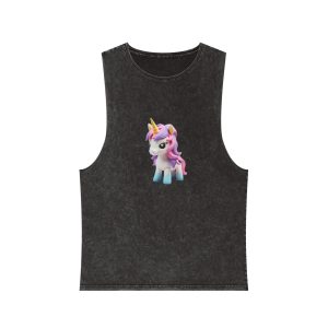 Mythical Unicorn Kids Figurine Style (5) Unisex Stonewash Tank Top