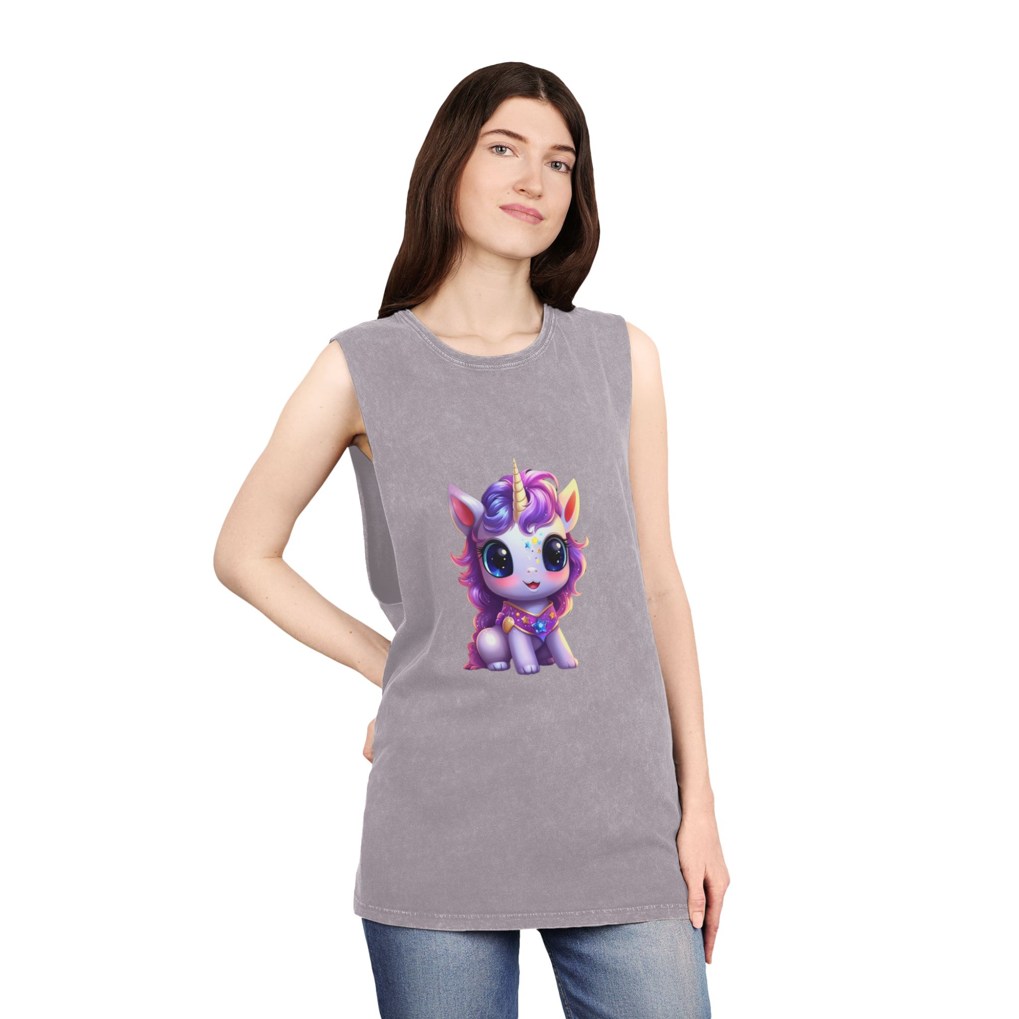 Beautiful Cute Baby Unicorn (4) Unisex Stonewash Tank Top - Image 20