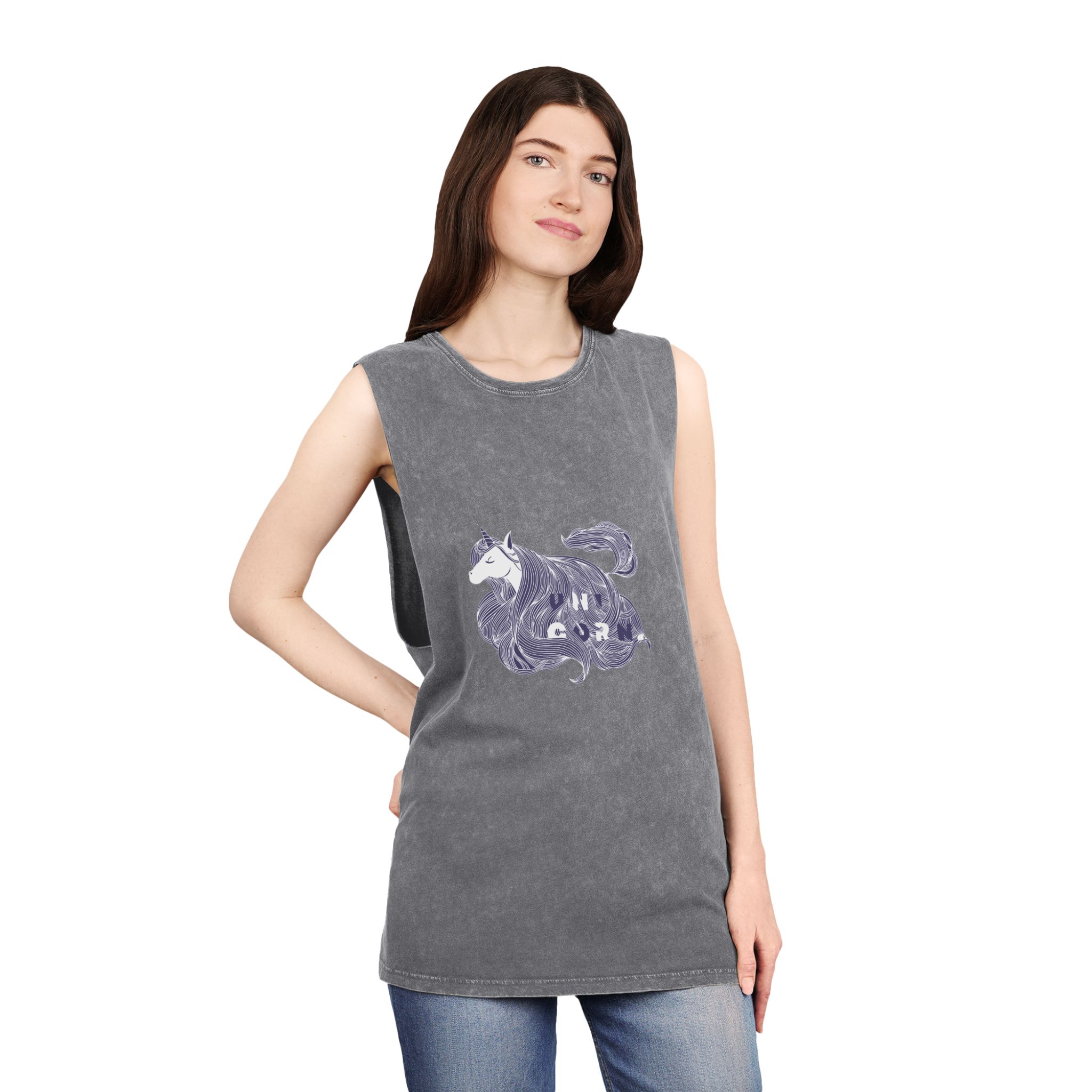 Unicorn V40 Unisex Stonewash Tank Top - Image 12