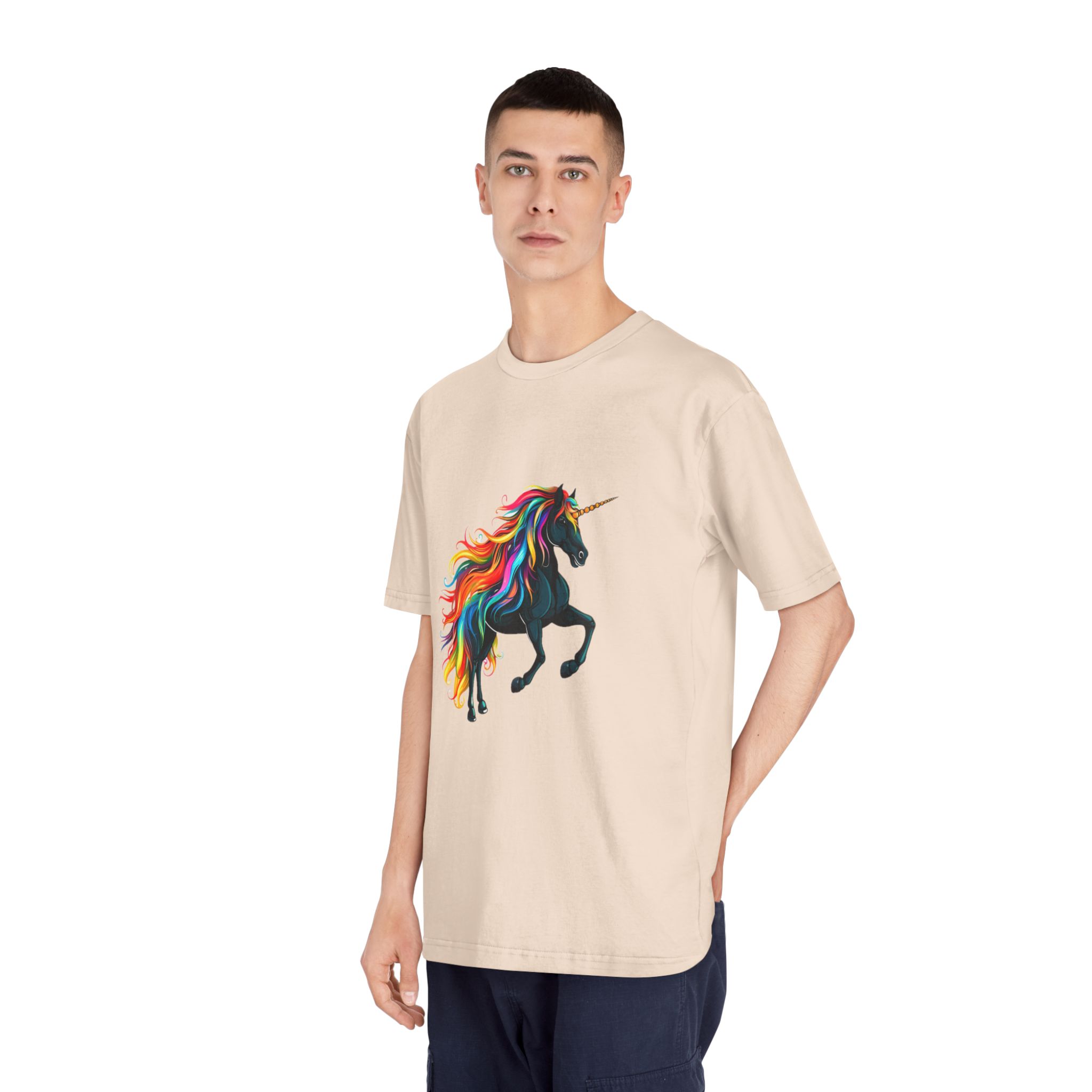 Close Up Black Unicorn With Rainbow Mane Generative Ai Unisex Classic Crewneck T Shirt - Image 12