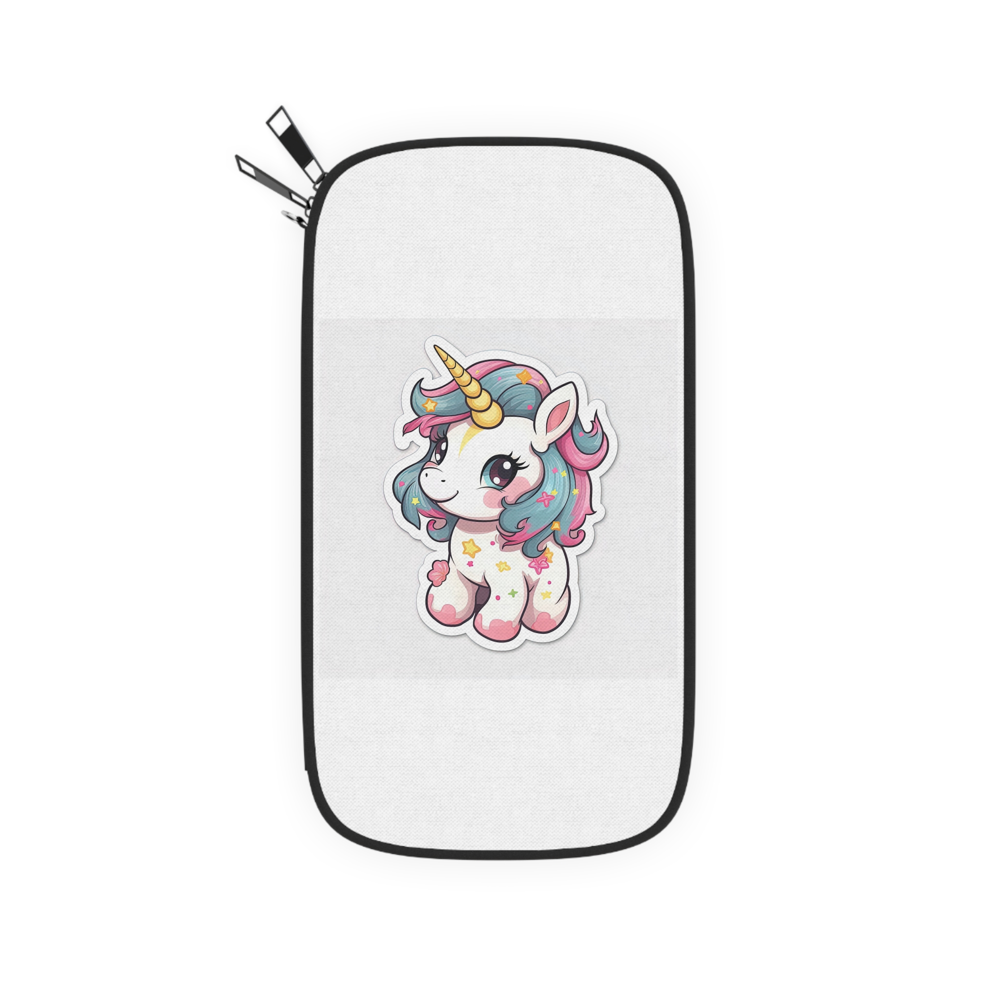 Cartoon Unicorn With Pink Mane Tail With Stars It Passport Wallet - Image 2