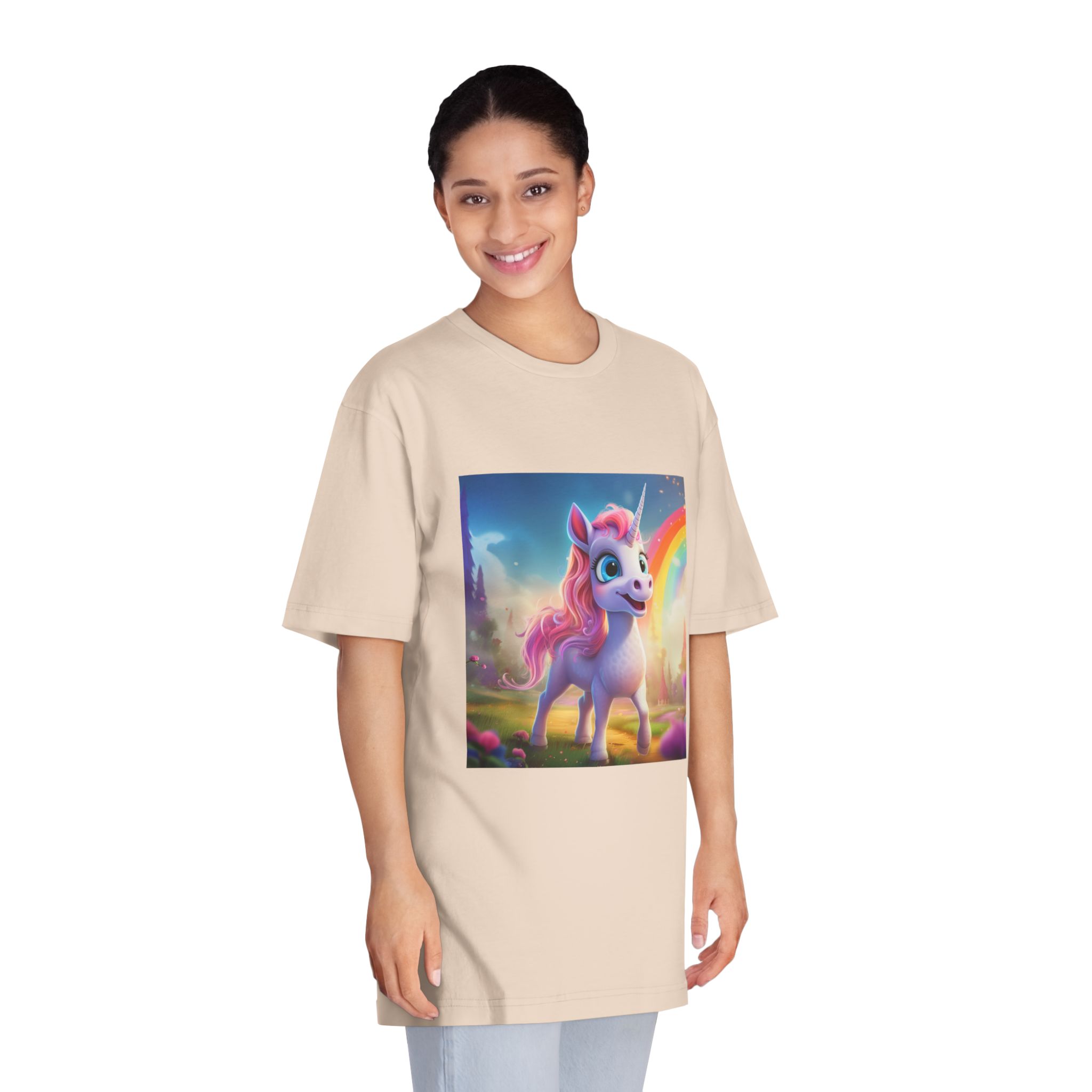 Unicorn With Pink Mane Blue Eyes Standing Field Generative Ai Unisex Classic Crewneck T Shirt - Image 11