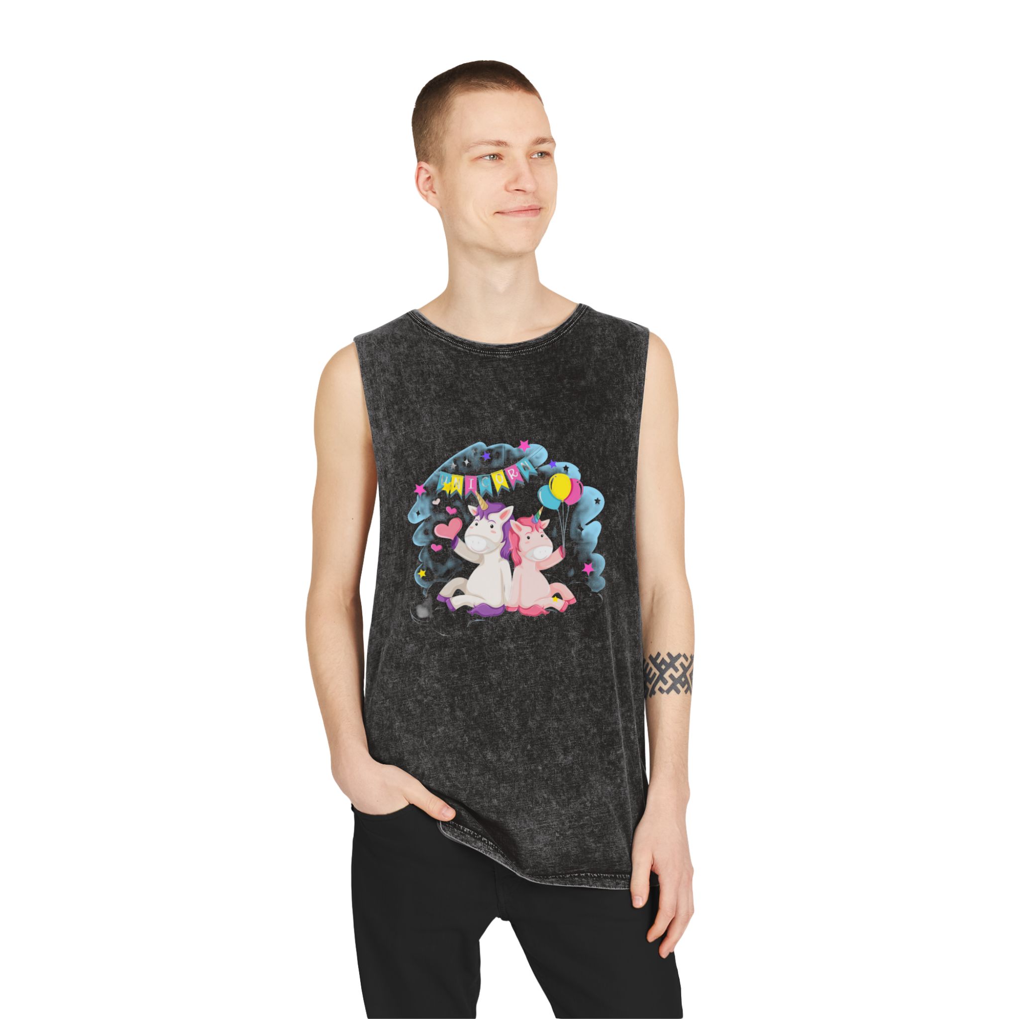 Unicorn V150 Unisex Stonewash Tank Top - Image 3